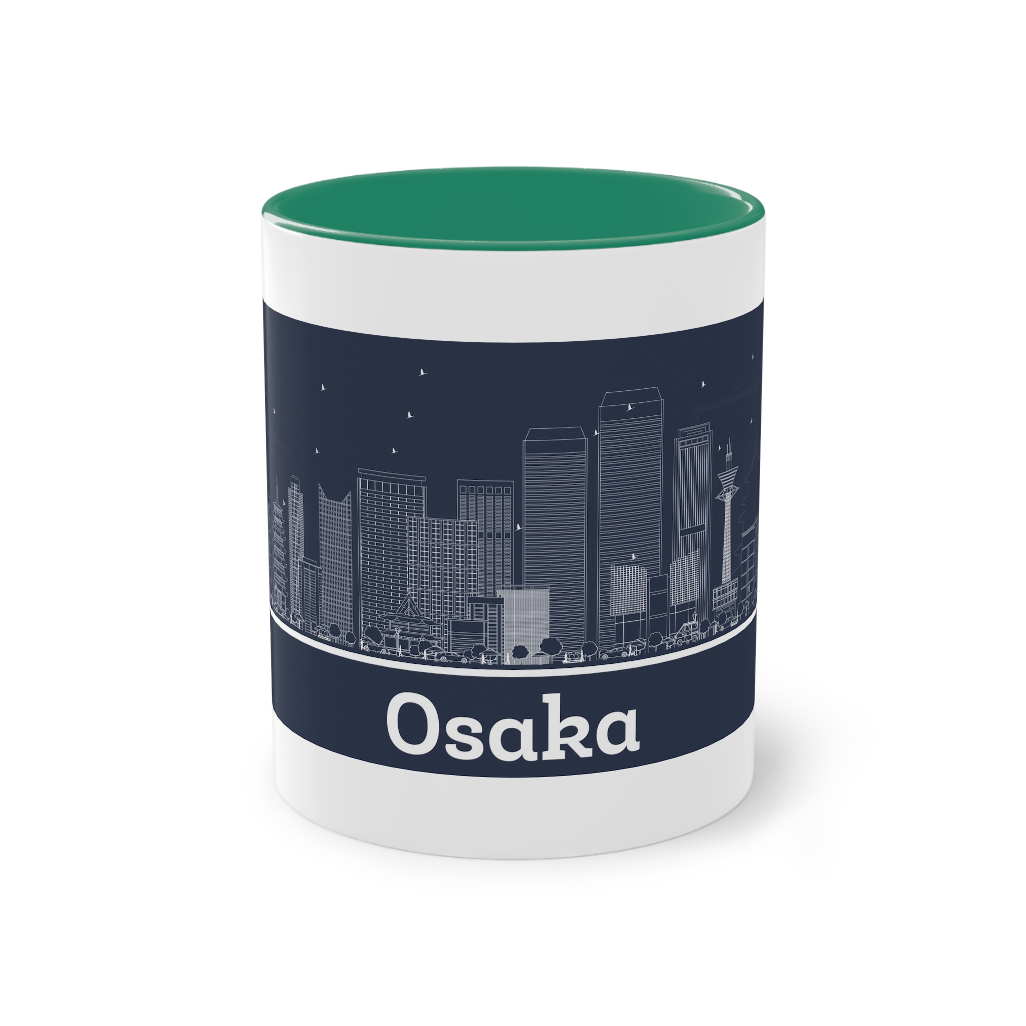 Osaka Outline Inverse Two Tone Coffee Mug 11oz - Image 29