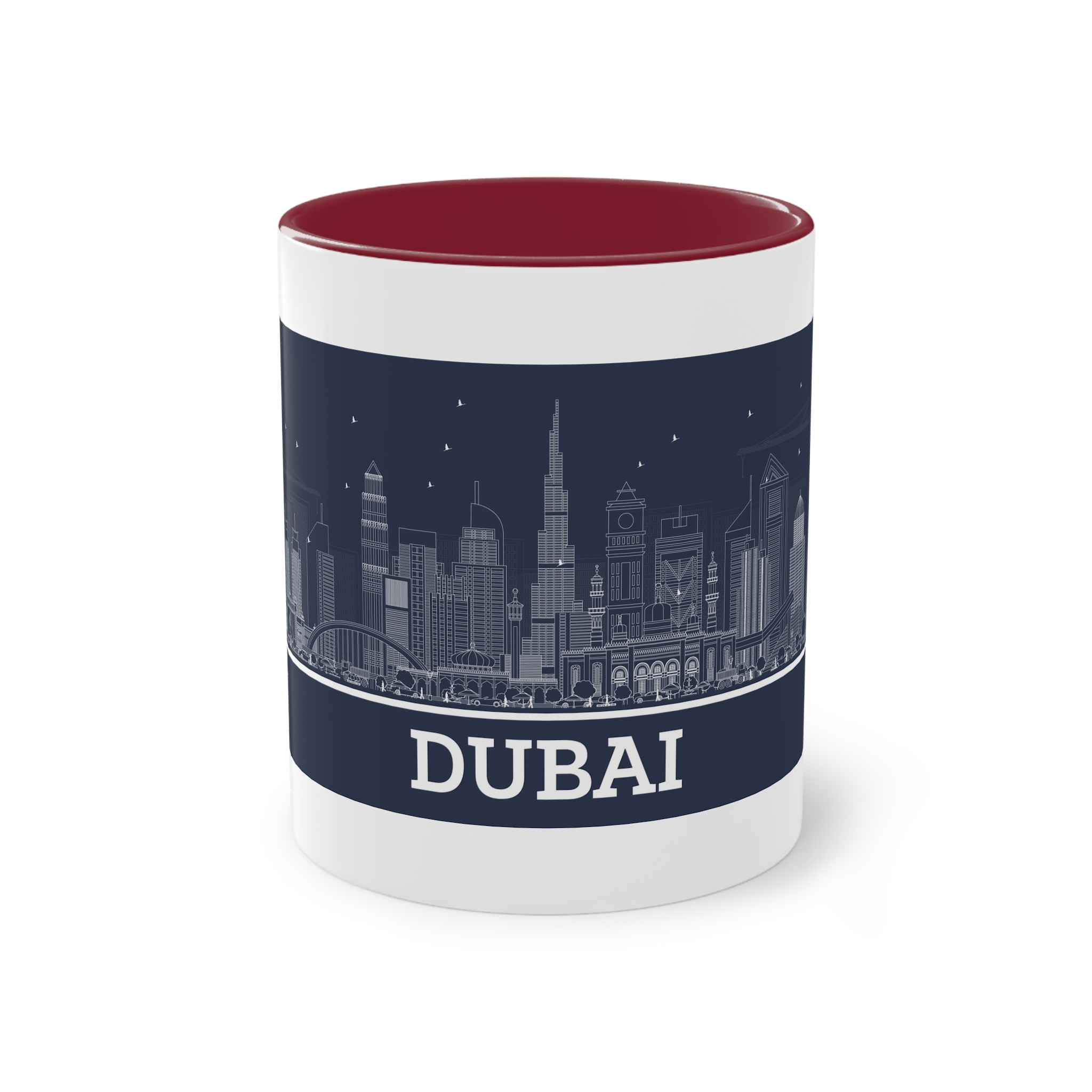 Dubai New Outline Inverse Two Tone Coffee Mug 11oz - Image 5