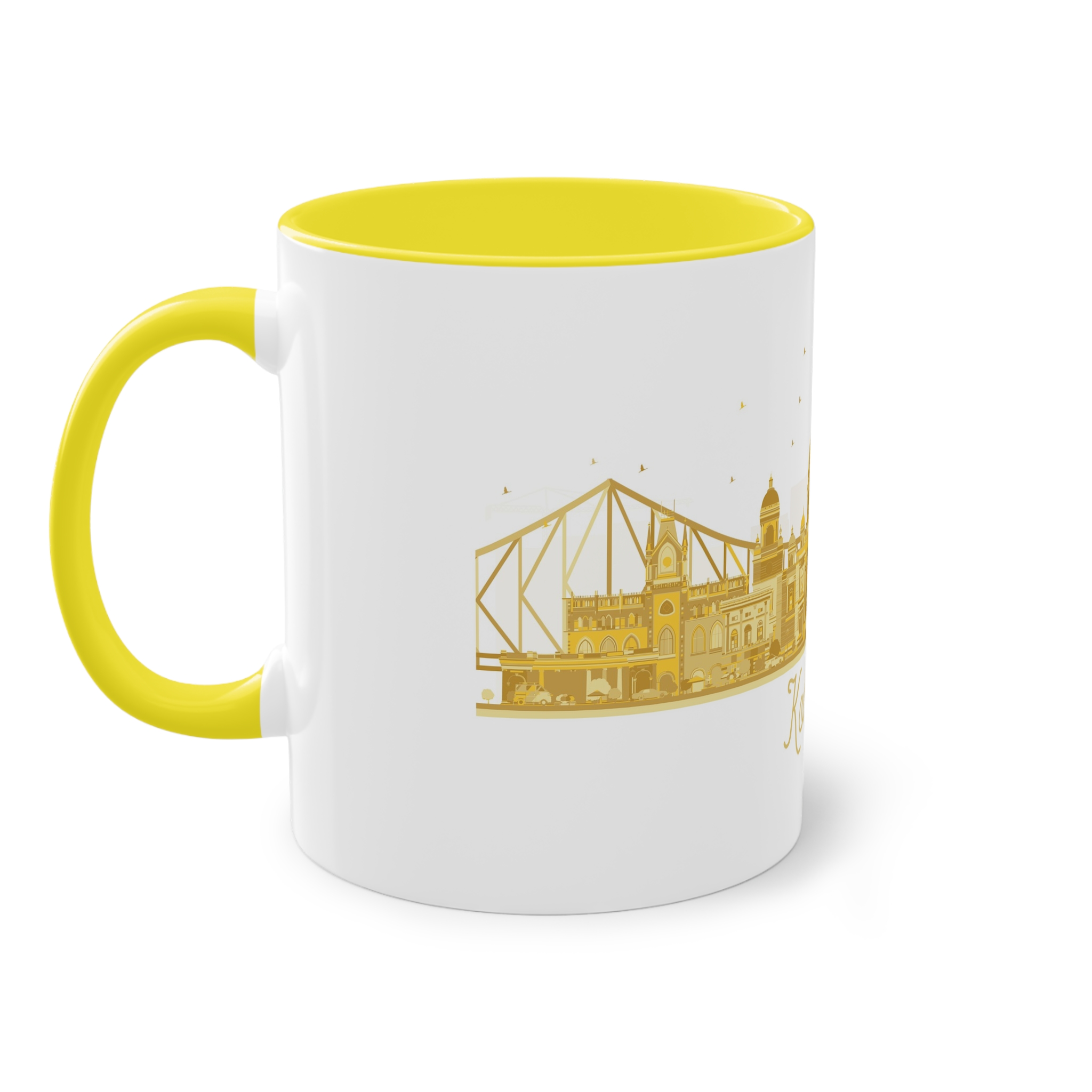 Kolkata Silhouette Golden 1 Two Tone Coffee Mug 11oz - Image 23