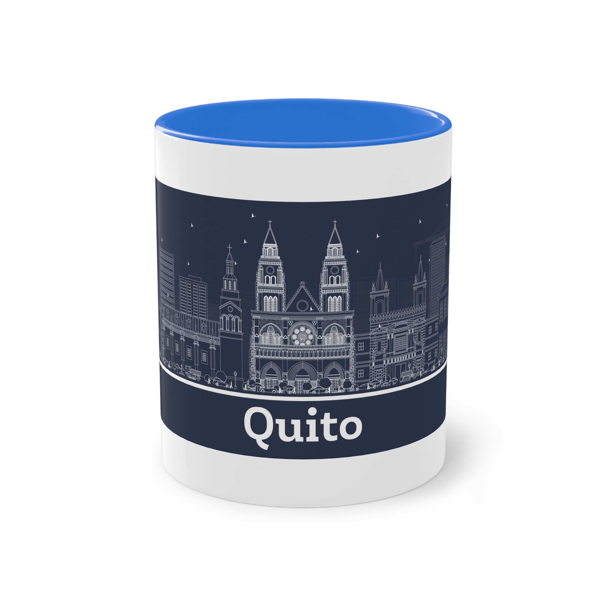 Quito Outline Inverse Two Tone Coffee Mug 11oz - Image 37