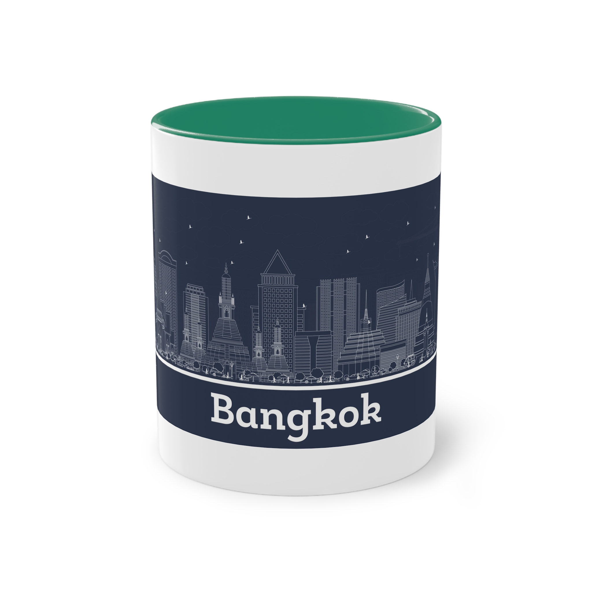 Bangkok Outline Inverse Two Tone Coffee Mug 11oz - Image 29