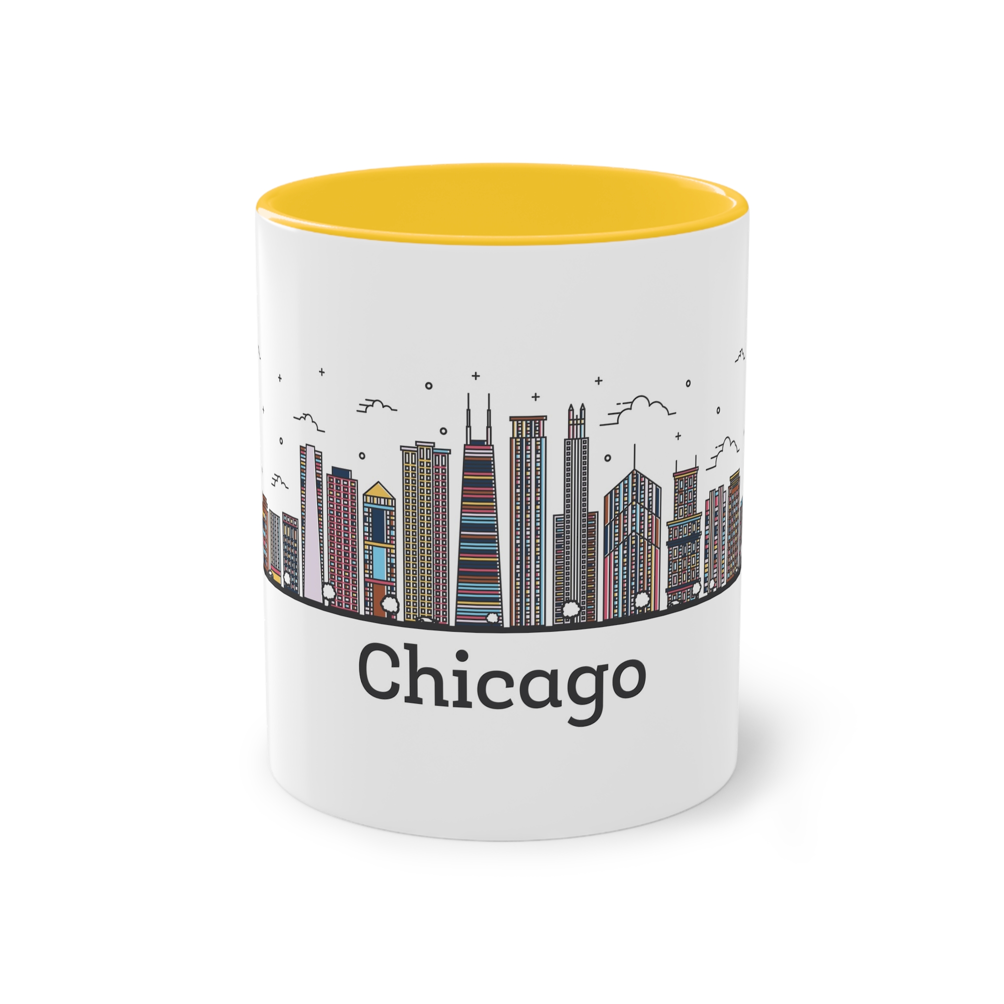 Chicago Outline Bold Color Two Tone Coffee Mug 11oz - Image 17