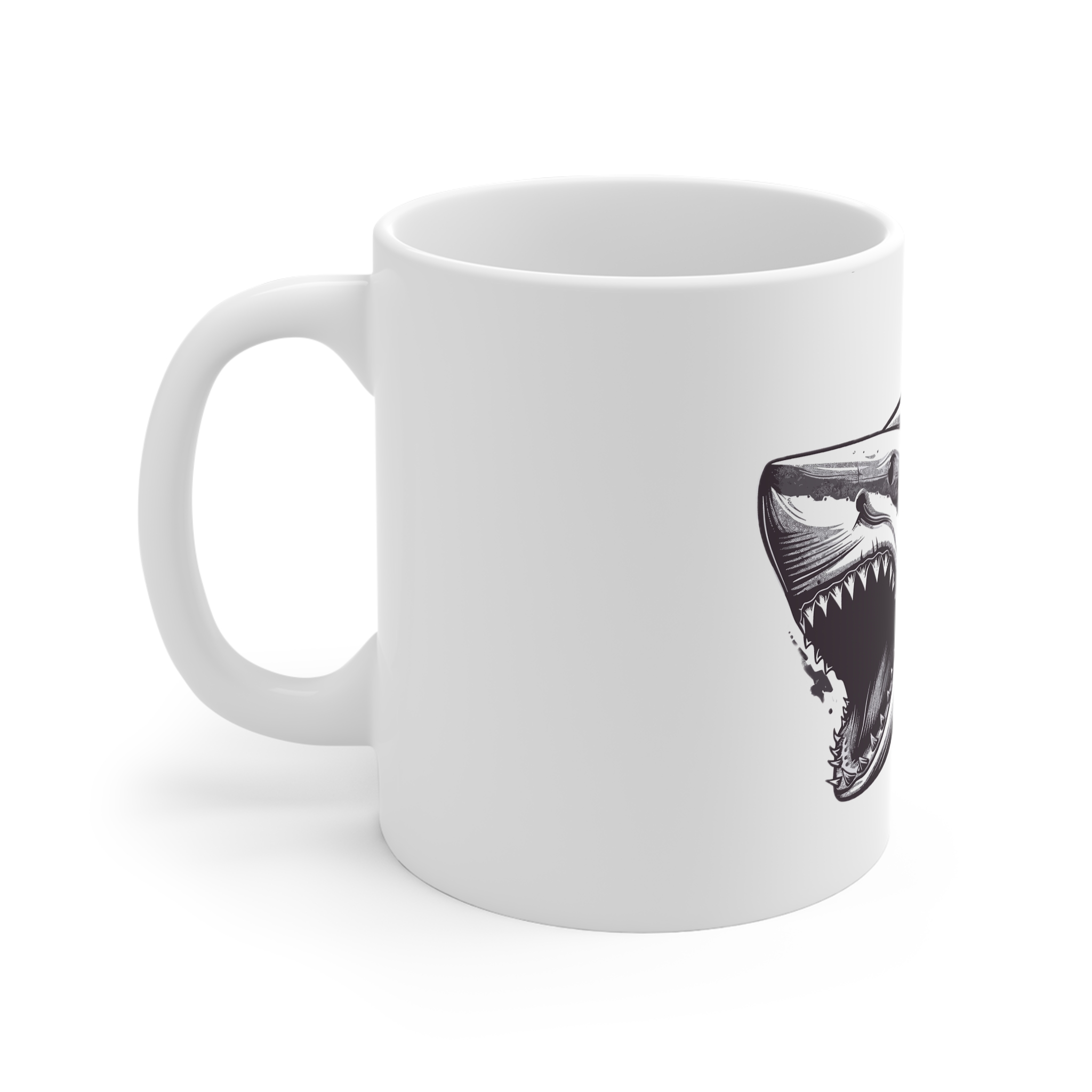 Shark With Its Mouth Wide Open 11oz White Mug - Image 2