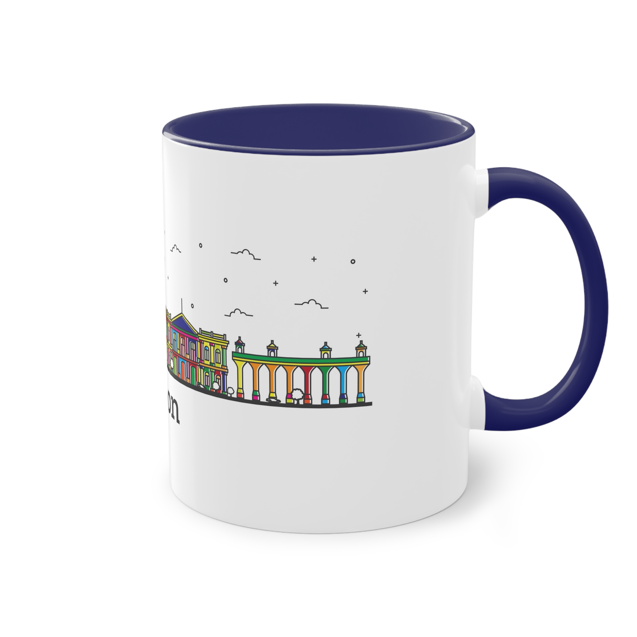 Lisbon Outline Bold Color Two Tone Coffee Mug 11oz - Image 44