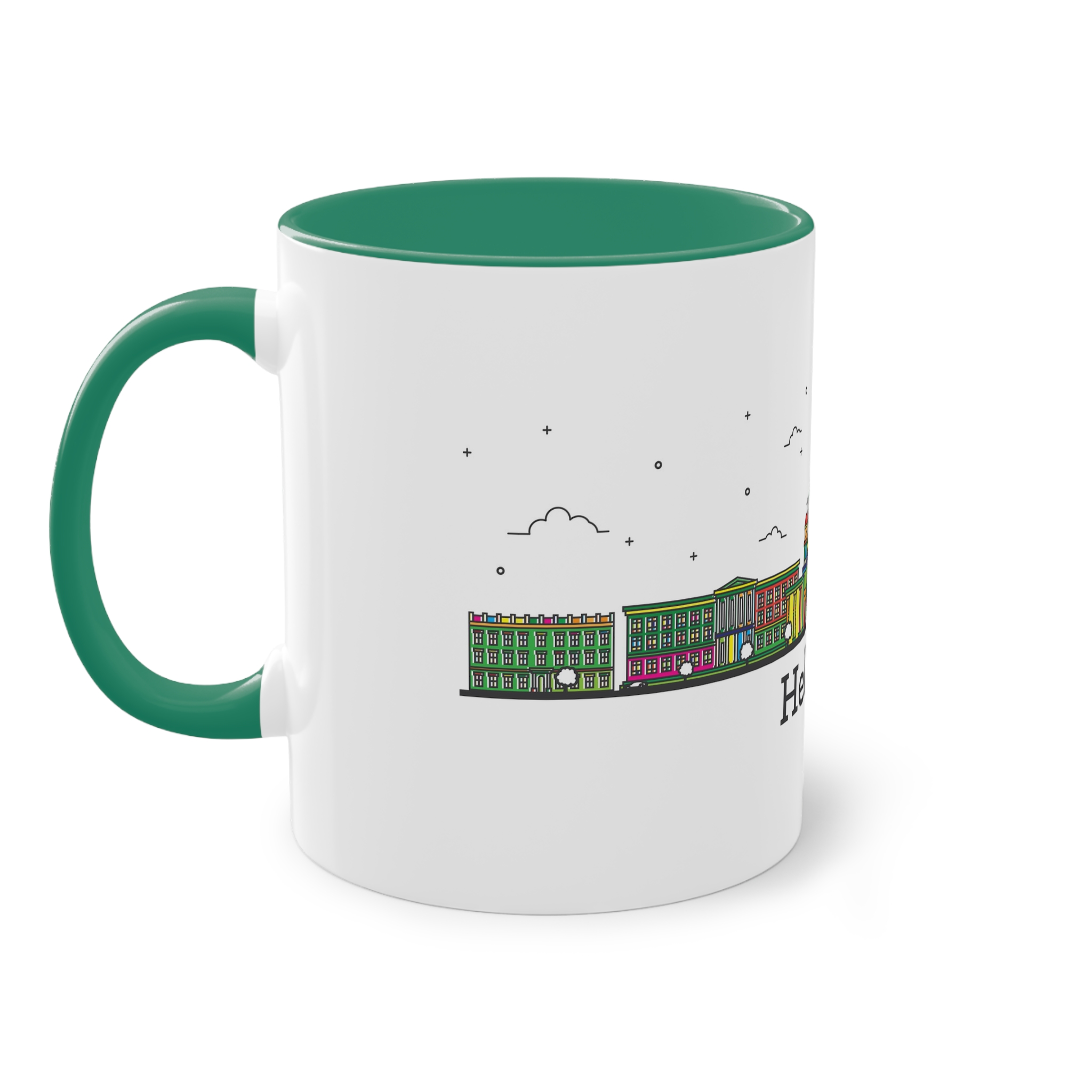 Helsinki Outline Bold Color Two Tone Coffee Mug 11oz - Image 31