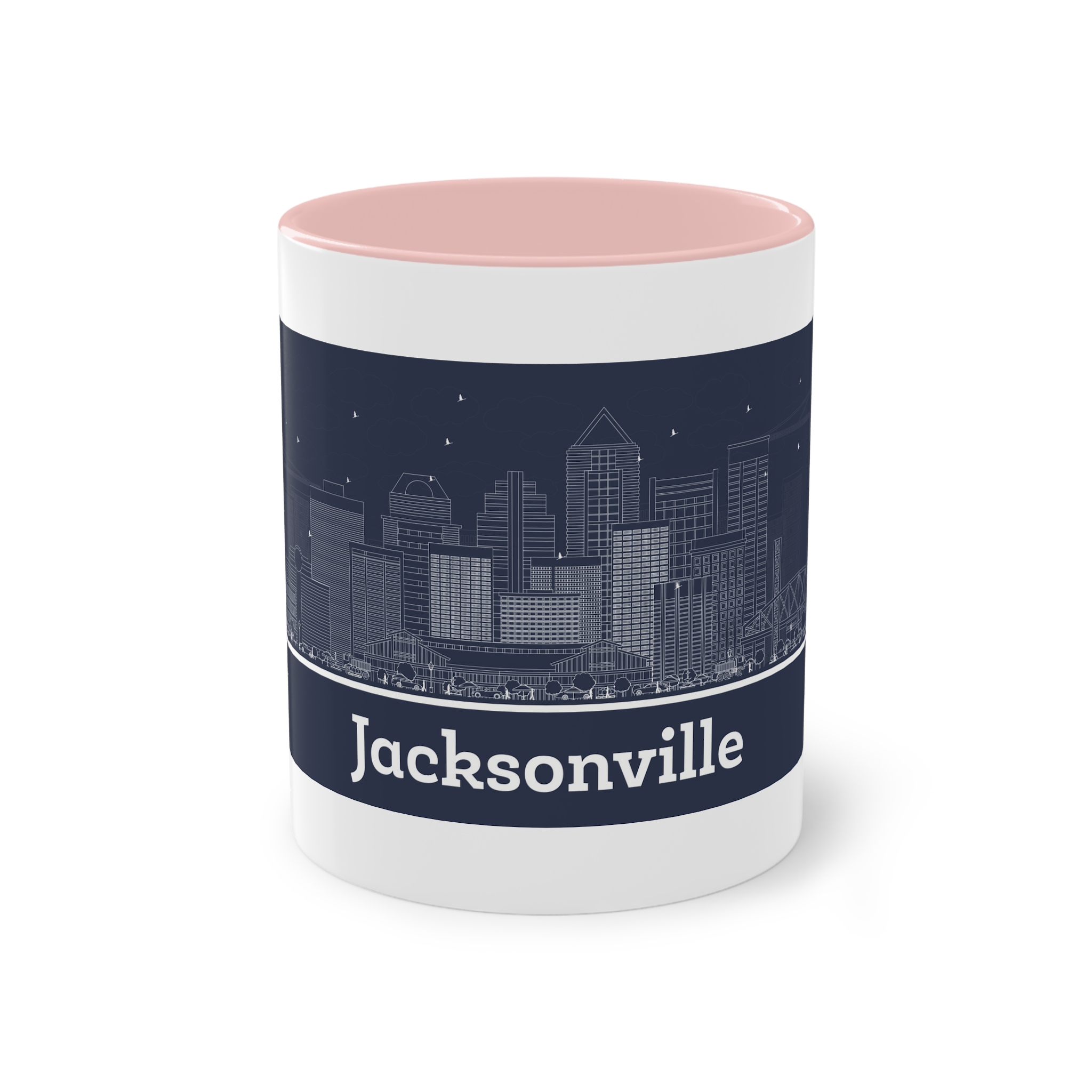 Jacksonville Outline Inverse Two Tone Coffee Mug 11oz - Image 45