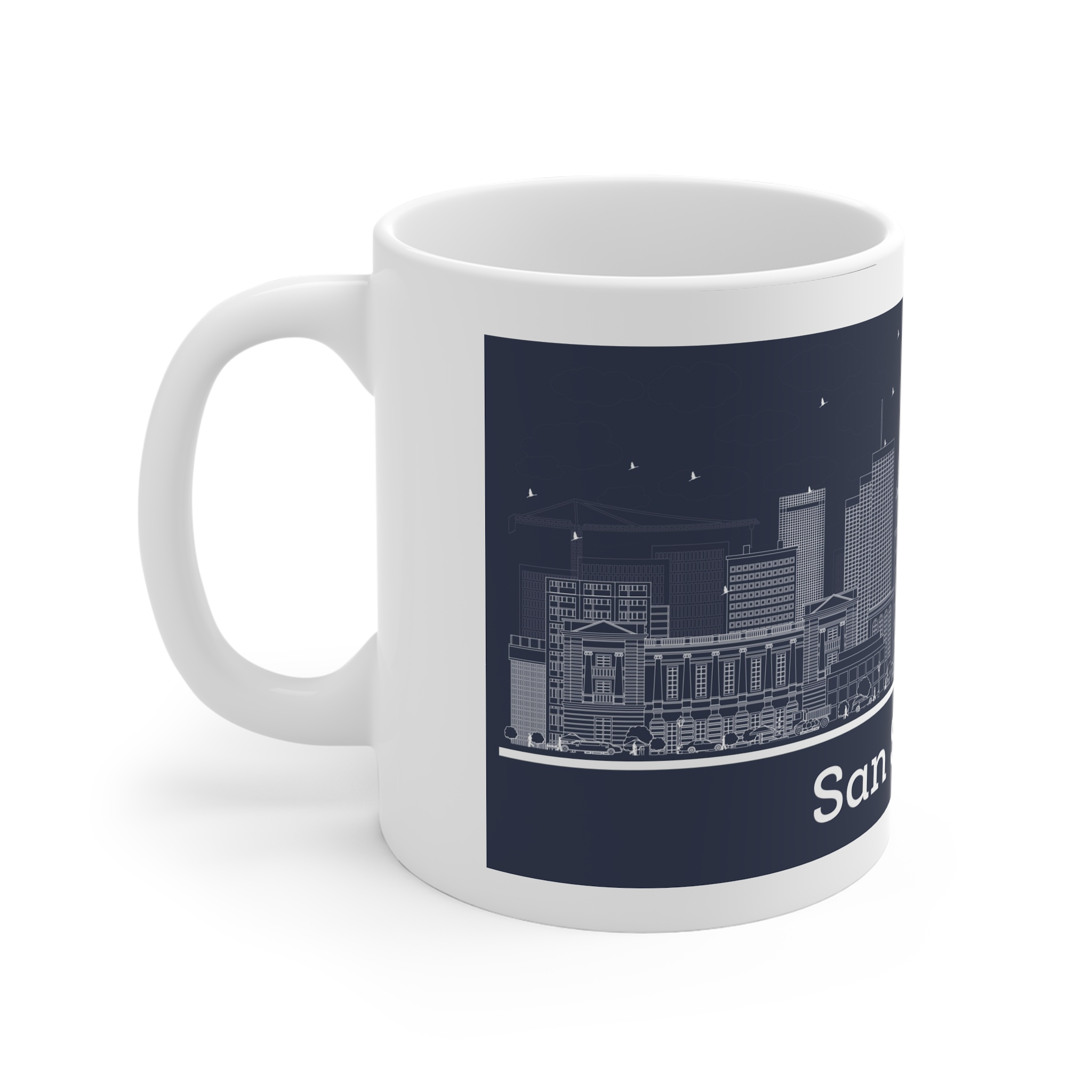 San Salvador Outline Inverse 11oz White Mug - Image 2