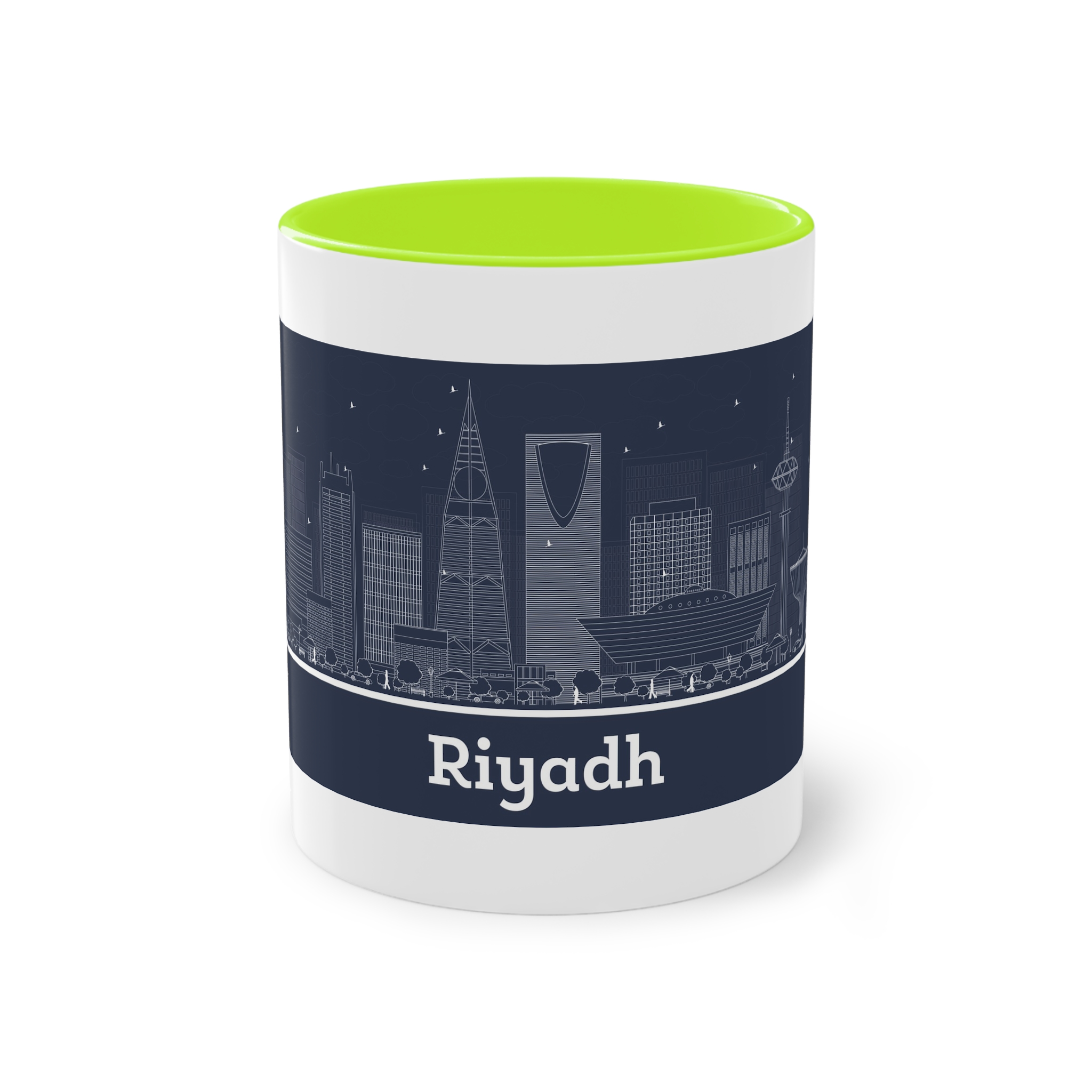 Riyadh Outline Inverse Two Tone Coffee Mug 11oz - Image 25