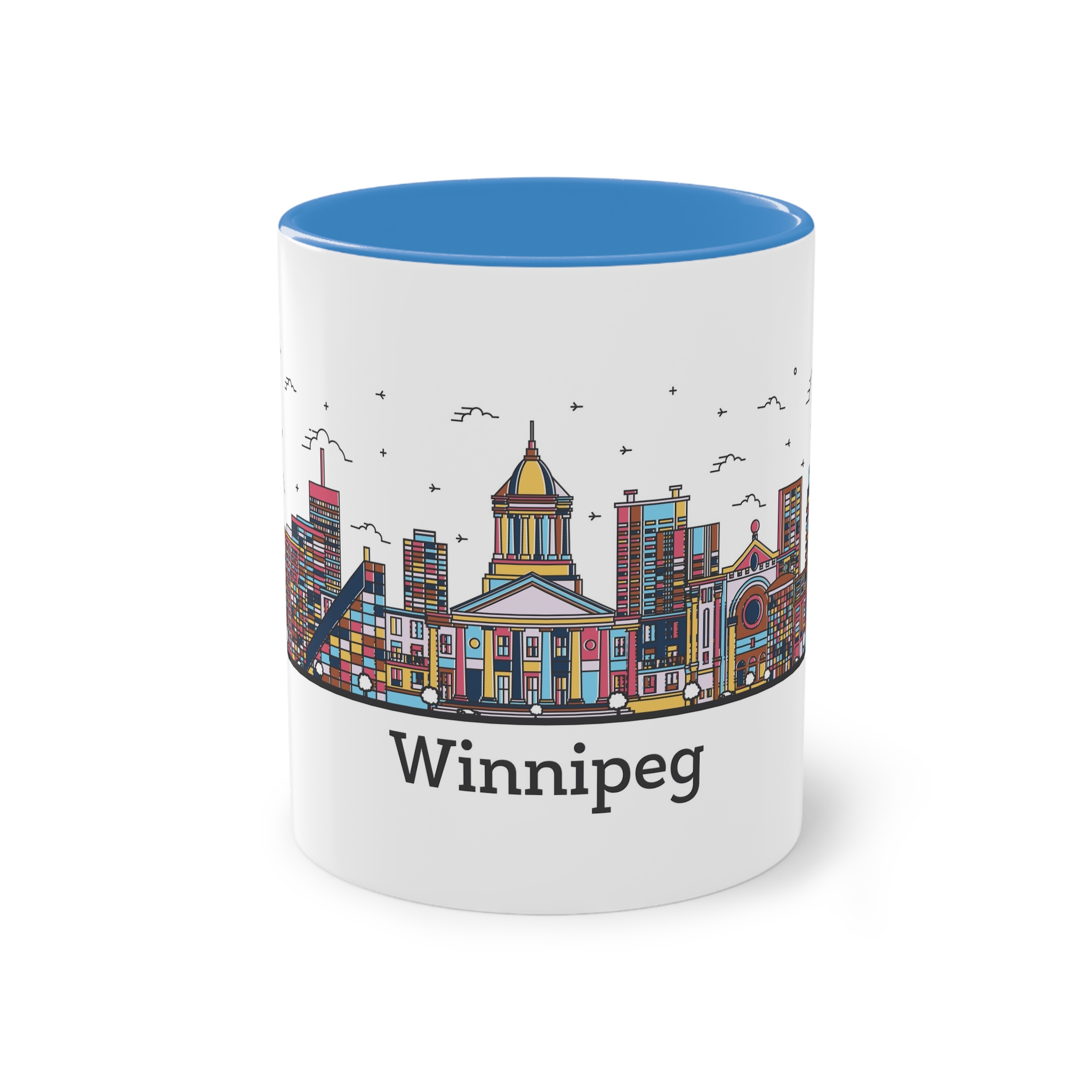 Winnipeg Outline Bold Color Two Tone Coffee Mug 11oz - Image 33