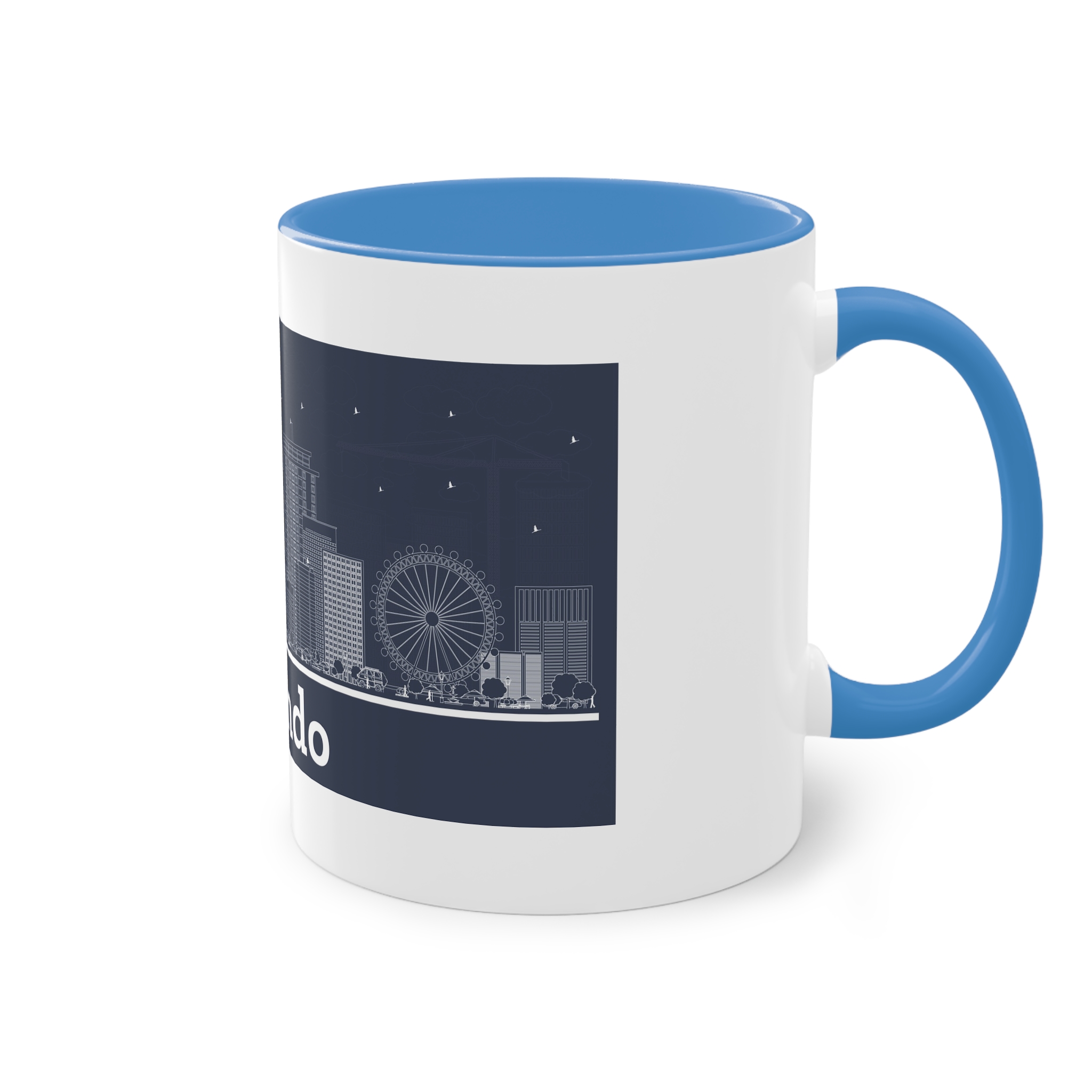 Orlando Outline Inverse Two Tone Coffee Mug 11oz - Image 36