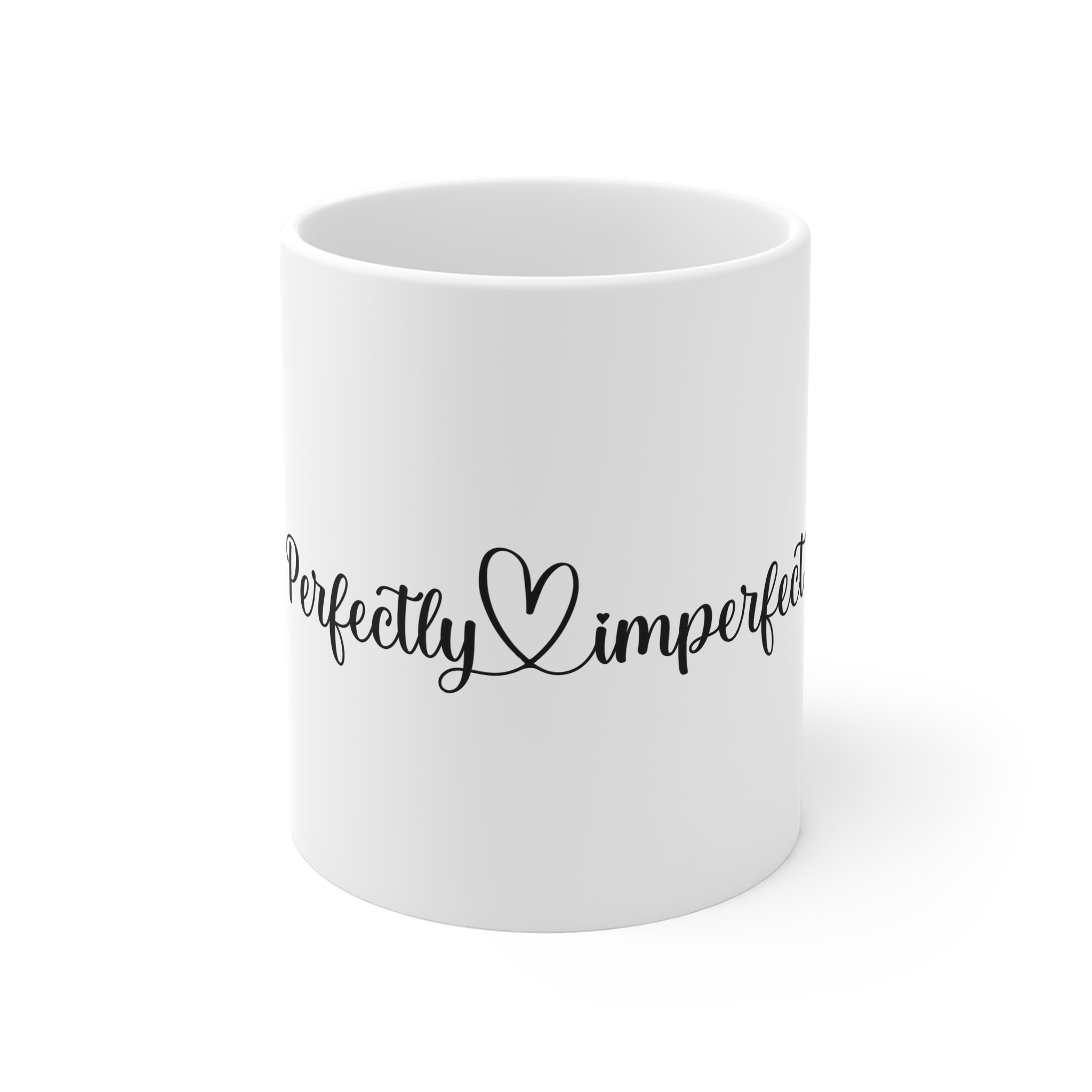 Perfectly Imperfect Heart Typography 11oz White Mug