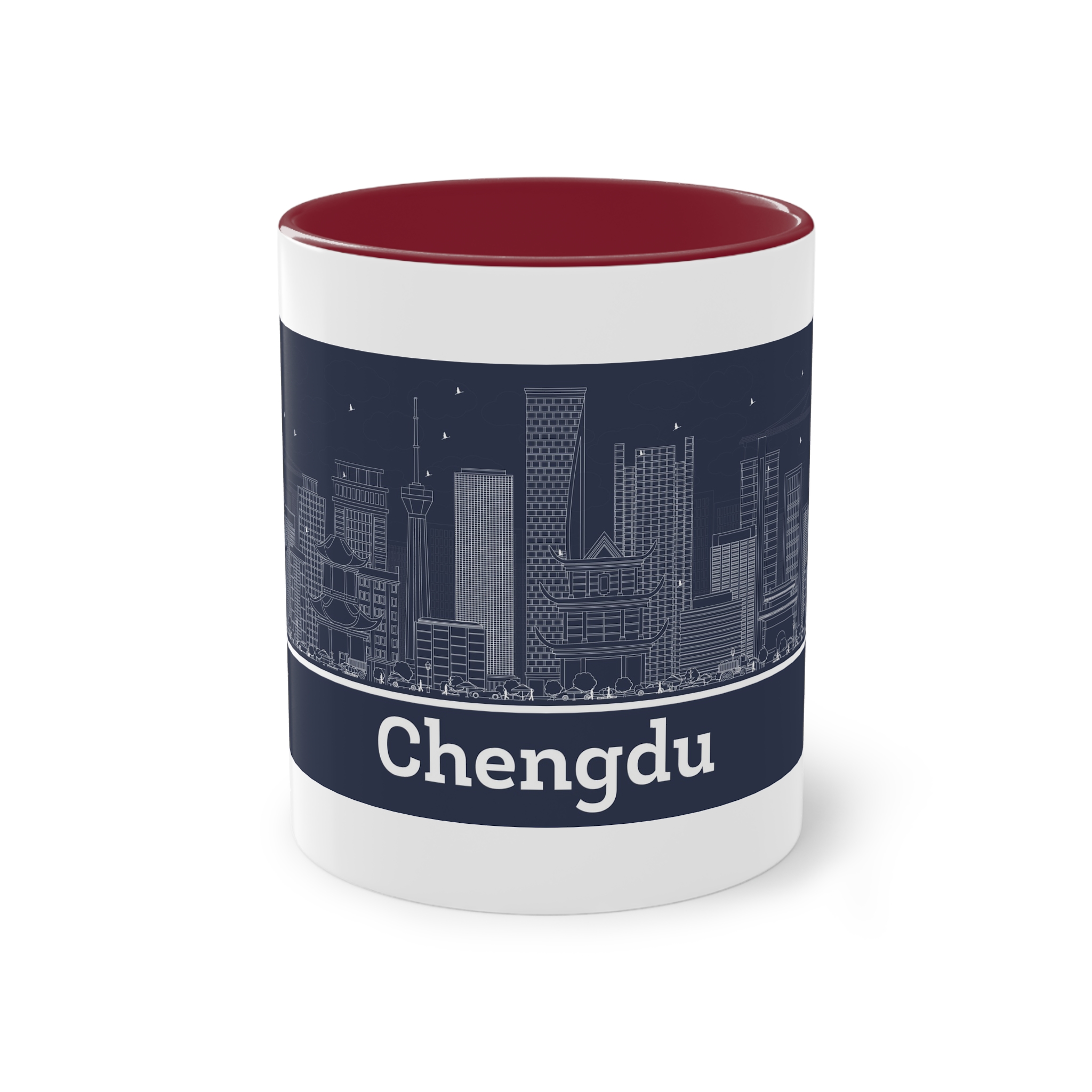 Chengdu Outline Inverse Two Tone Coffee Mug 11oz - Image 5