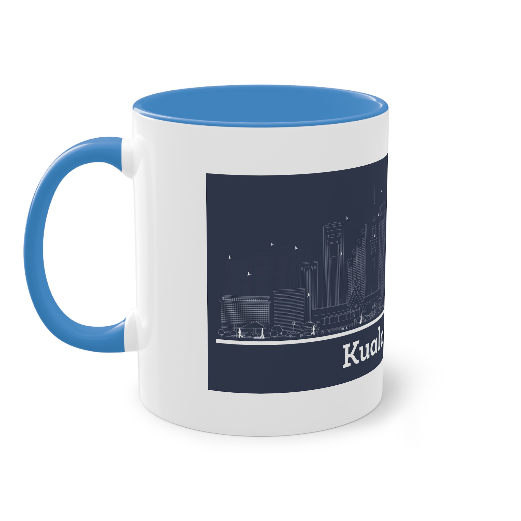 Kuala Lumpur Outline Inverse Two Tone Coffee Mug 11oz - Image 35