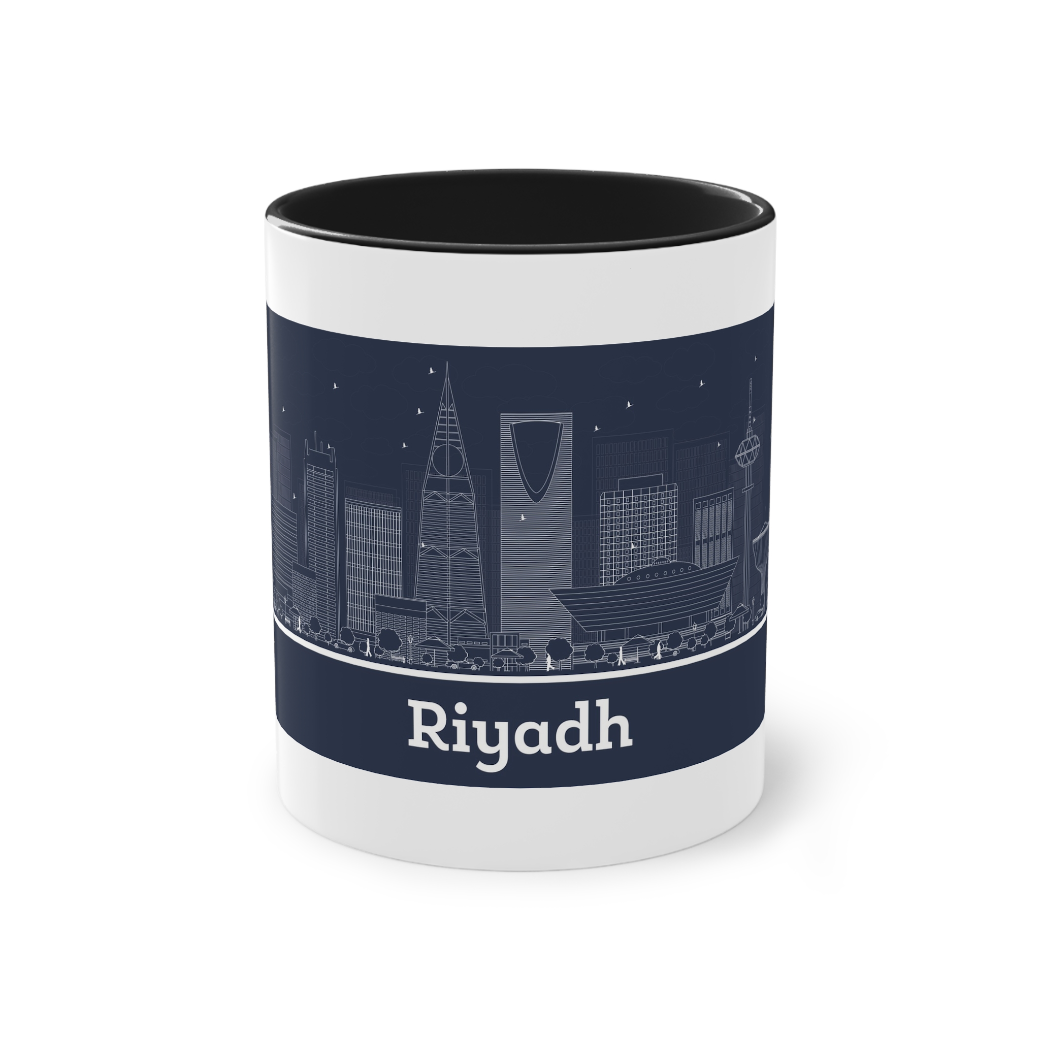 Riyadh Outline Inverse Two Tone Coffee Mug 11oz - Image 9
