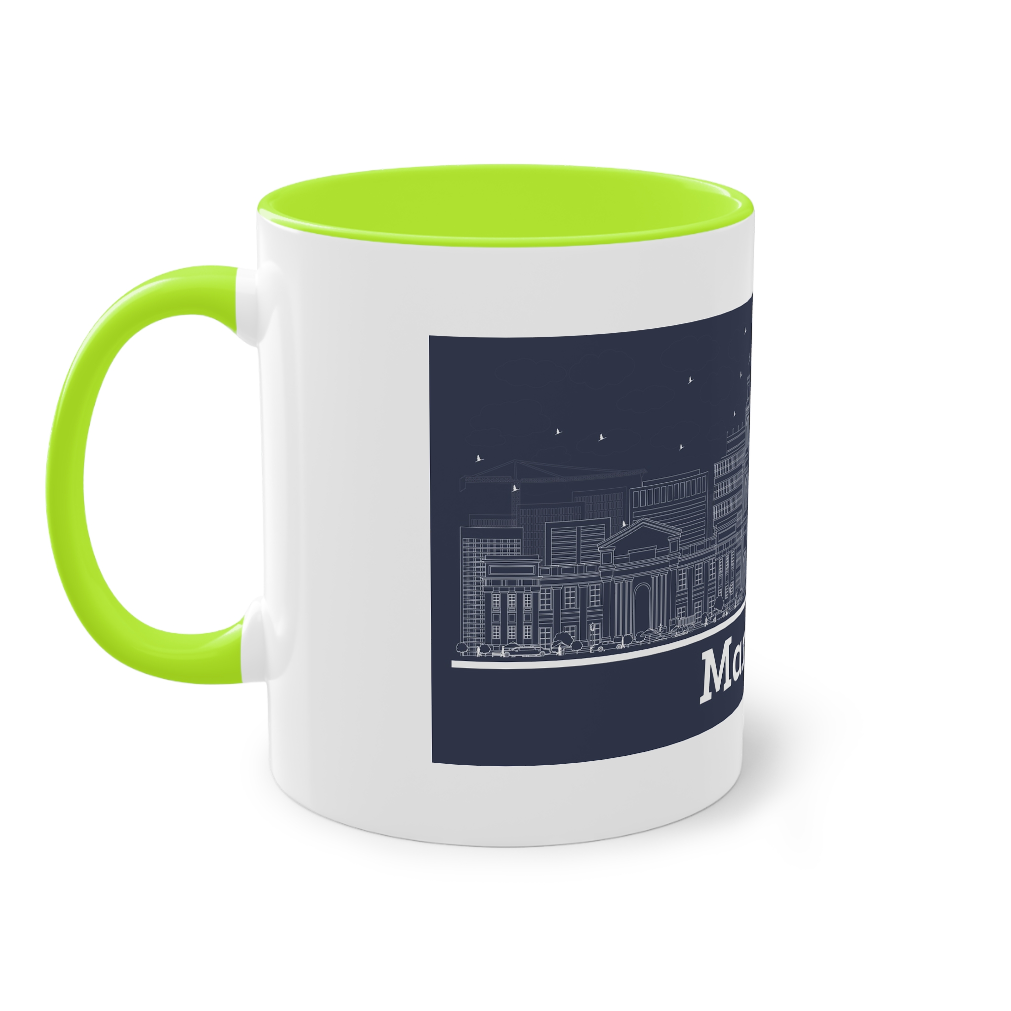 Managua Outline Inverse Two Tone Coffee Mug 11oz - Image 27