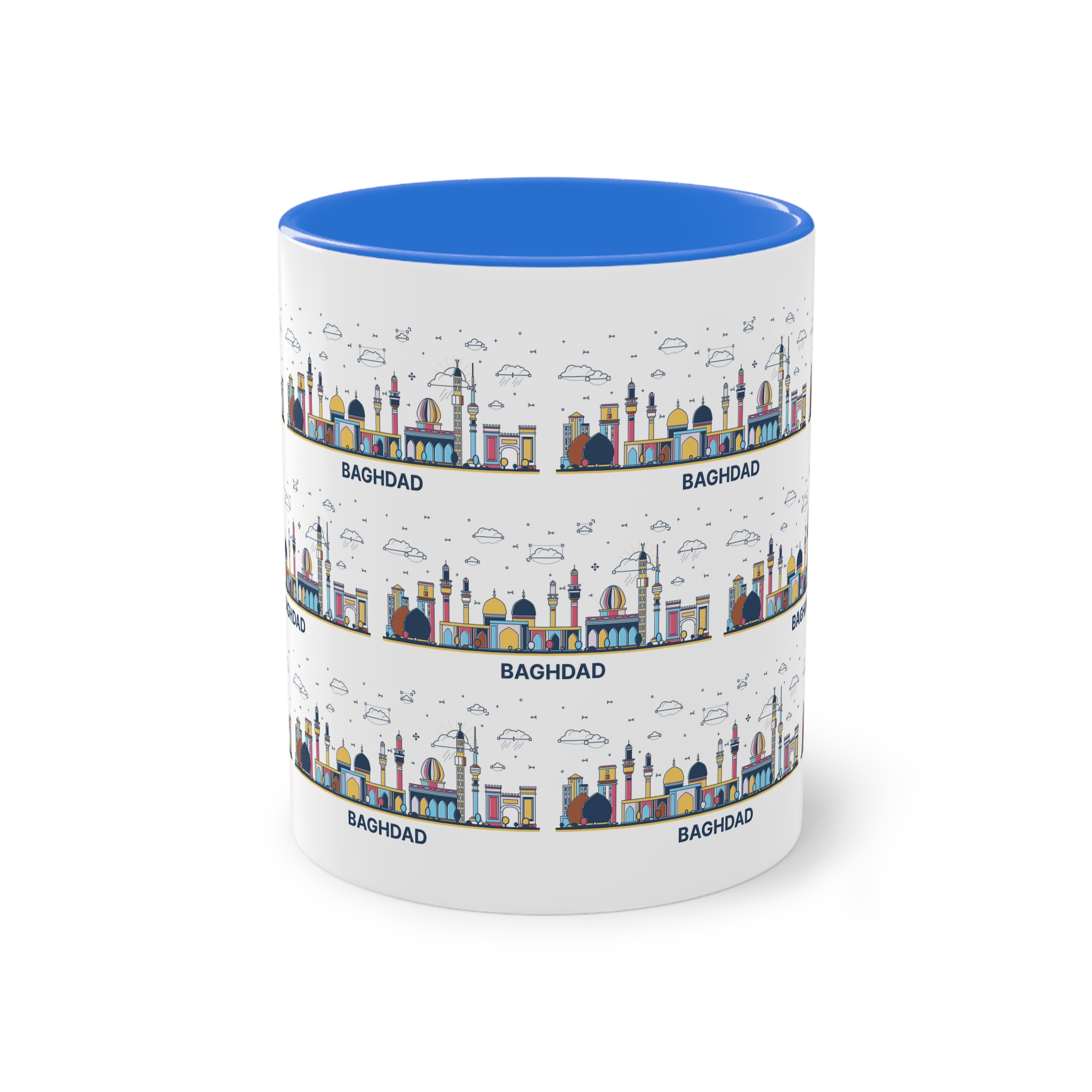 Baghdad Outline Bold Color Two Tone Coffee Mug 11oz - Image 37