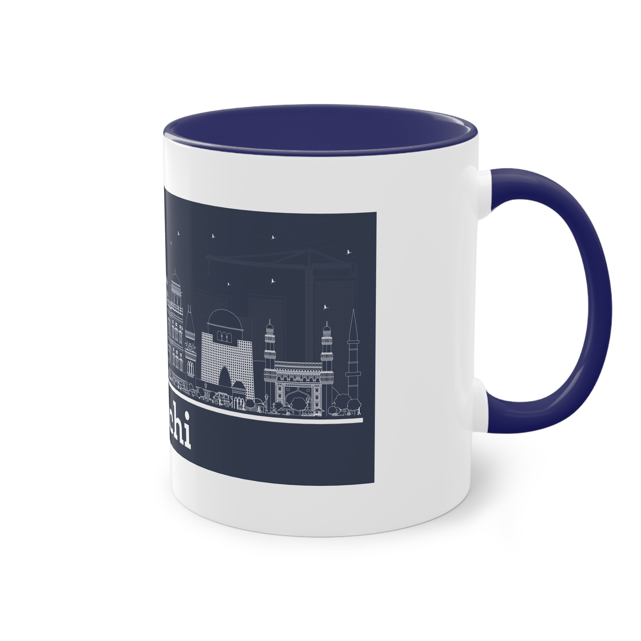 Karachi Outline Inverse Two Tone Coffee Mug 11oz - Image 44