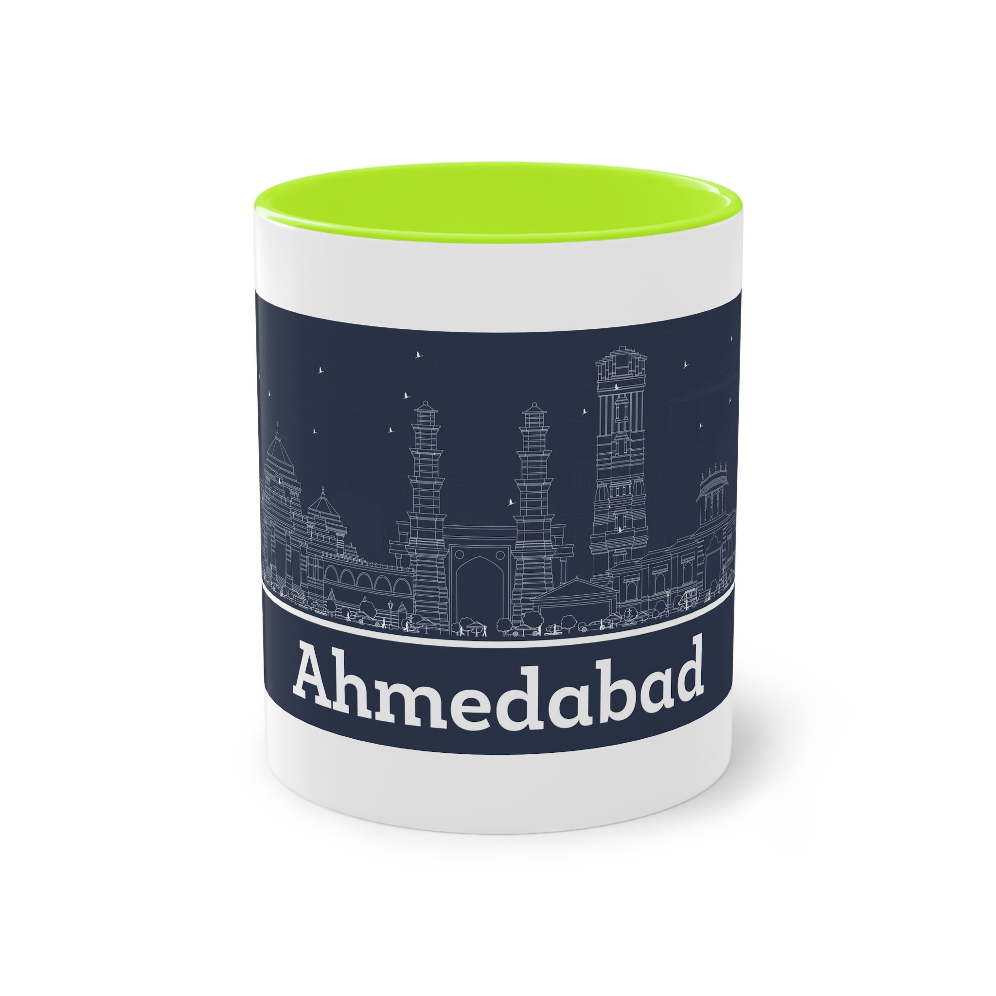 Ahmedabad Outline Inverse Two Tone Coffee Mug 11oz - Image 25