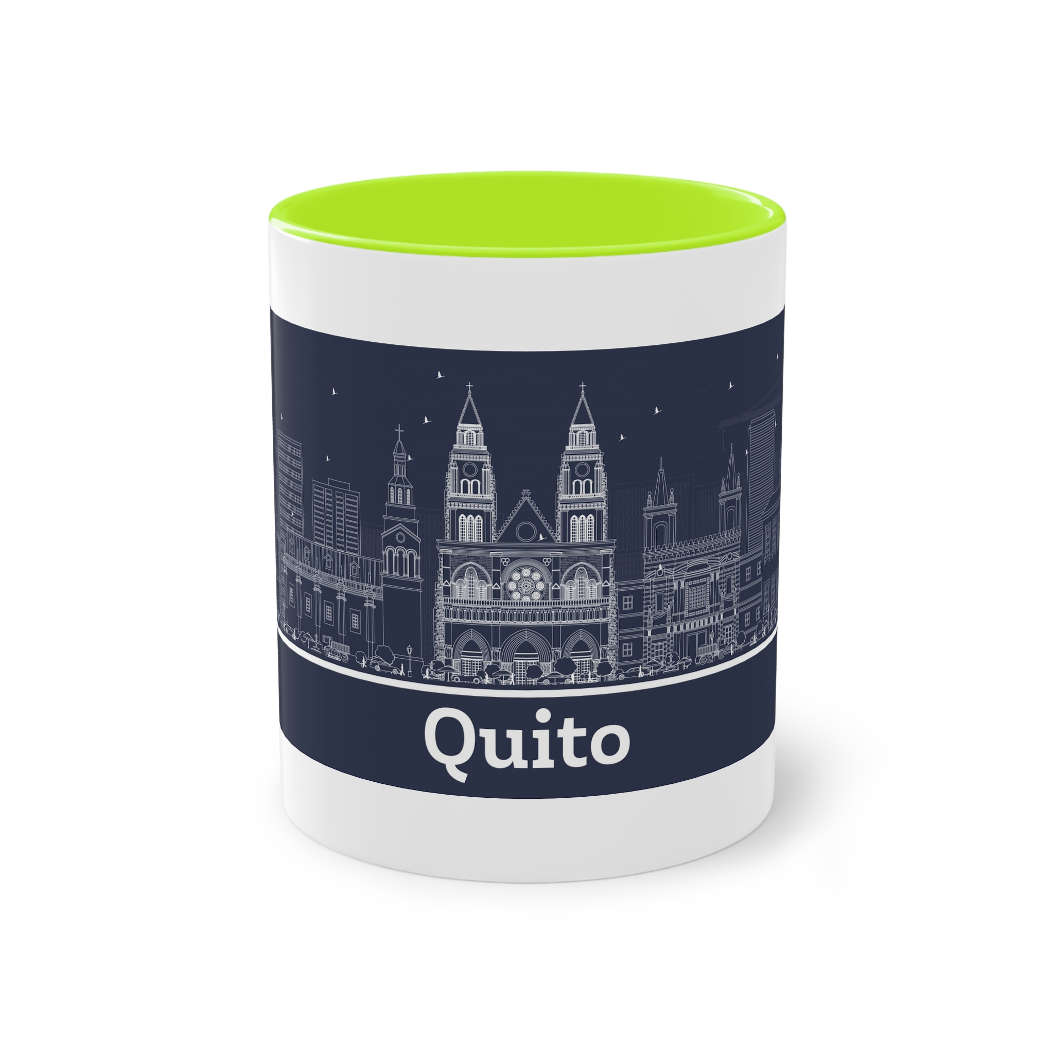 Quito Outline Inverse Two Tone Coffee Mug 11oz - Image 25