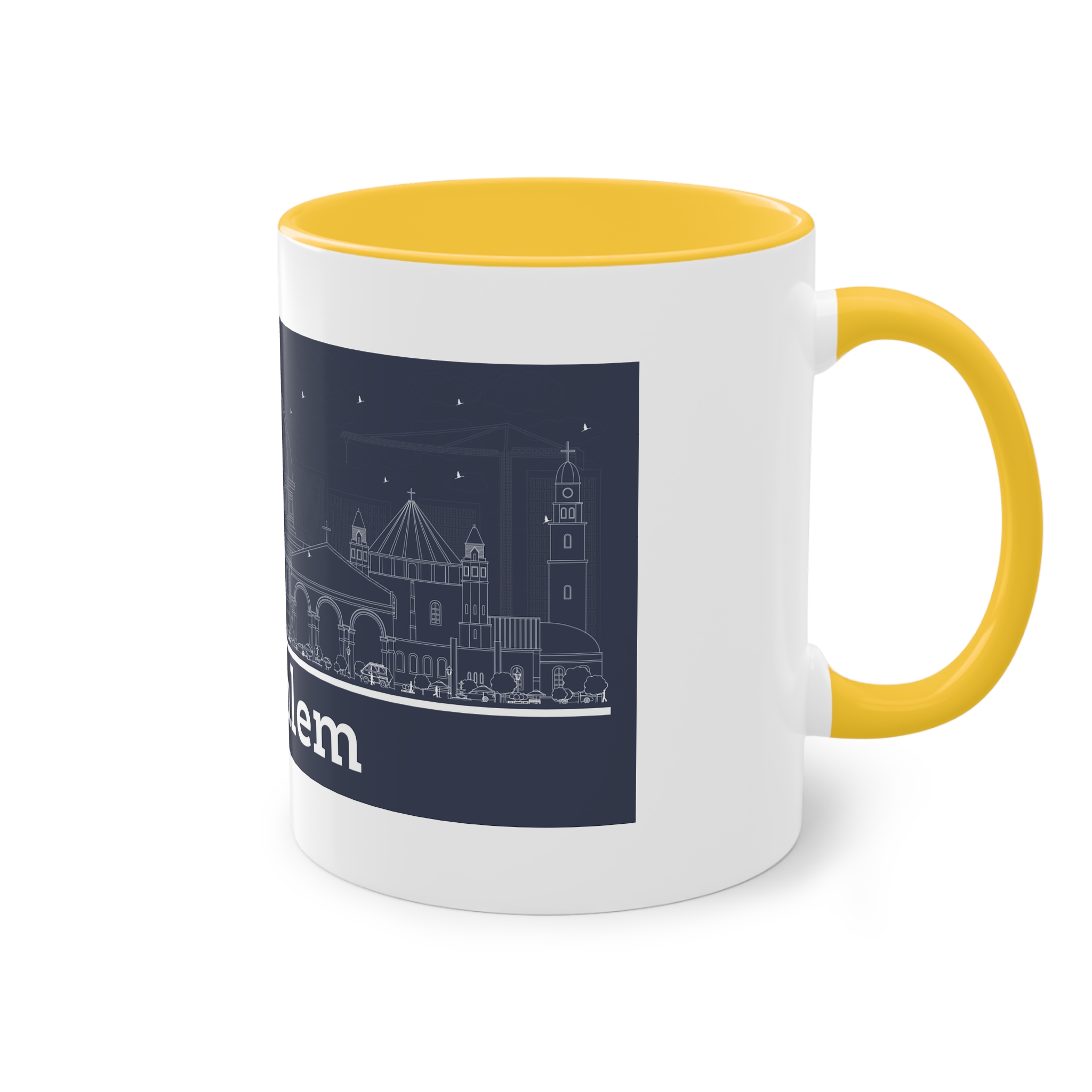 Jerusalem Outline Inverse Two Tone Coffee Mug 11oz - Image 20