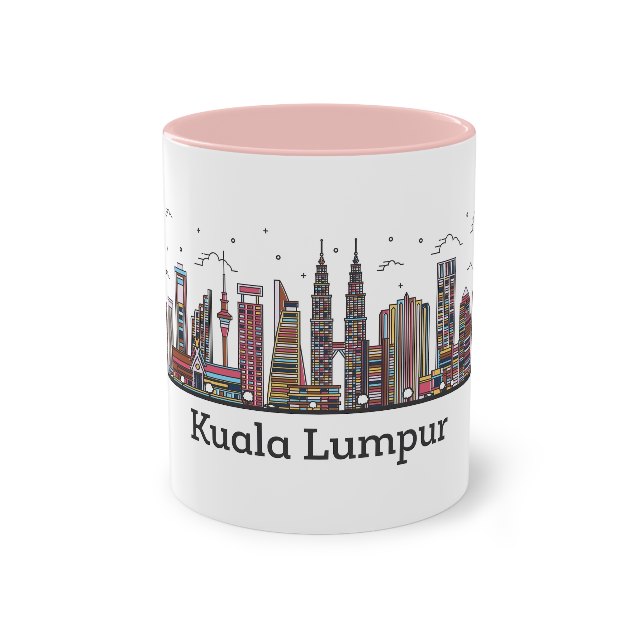 Kuala Lumpur Outline Bold Color Two Tone Coffee Mug 11oz - Image 45