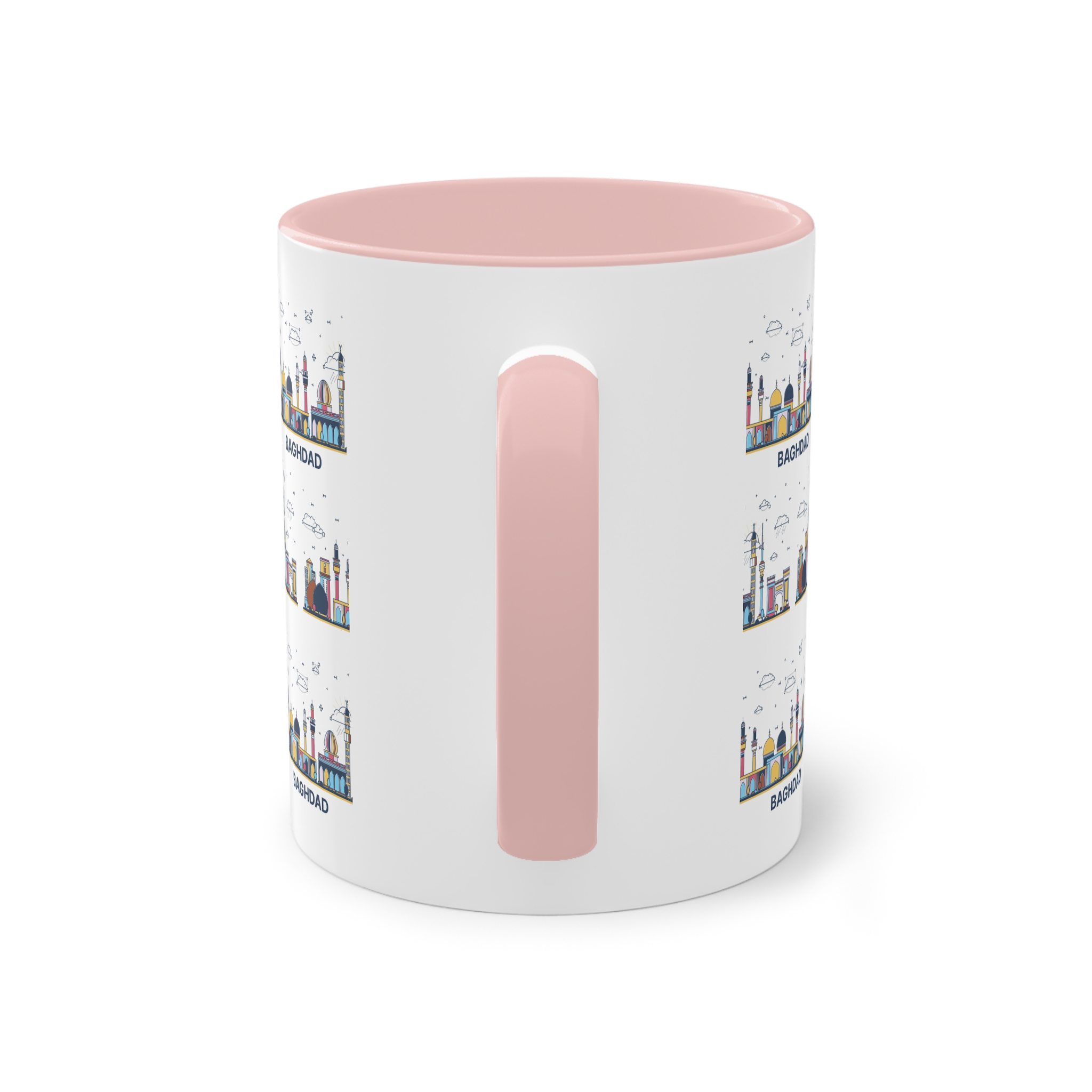 Baghdad Outline Bold Color Two Tone Coffee Mug 11oz - Image 46