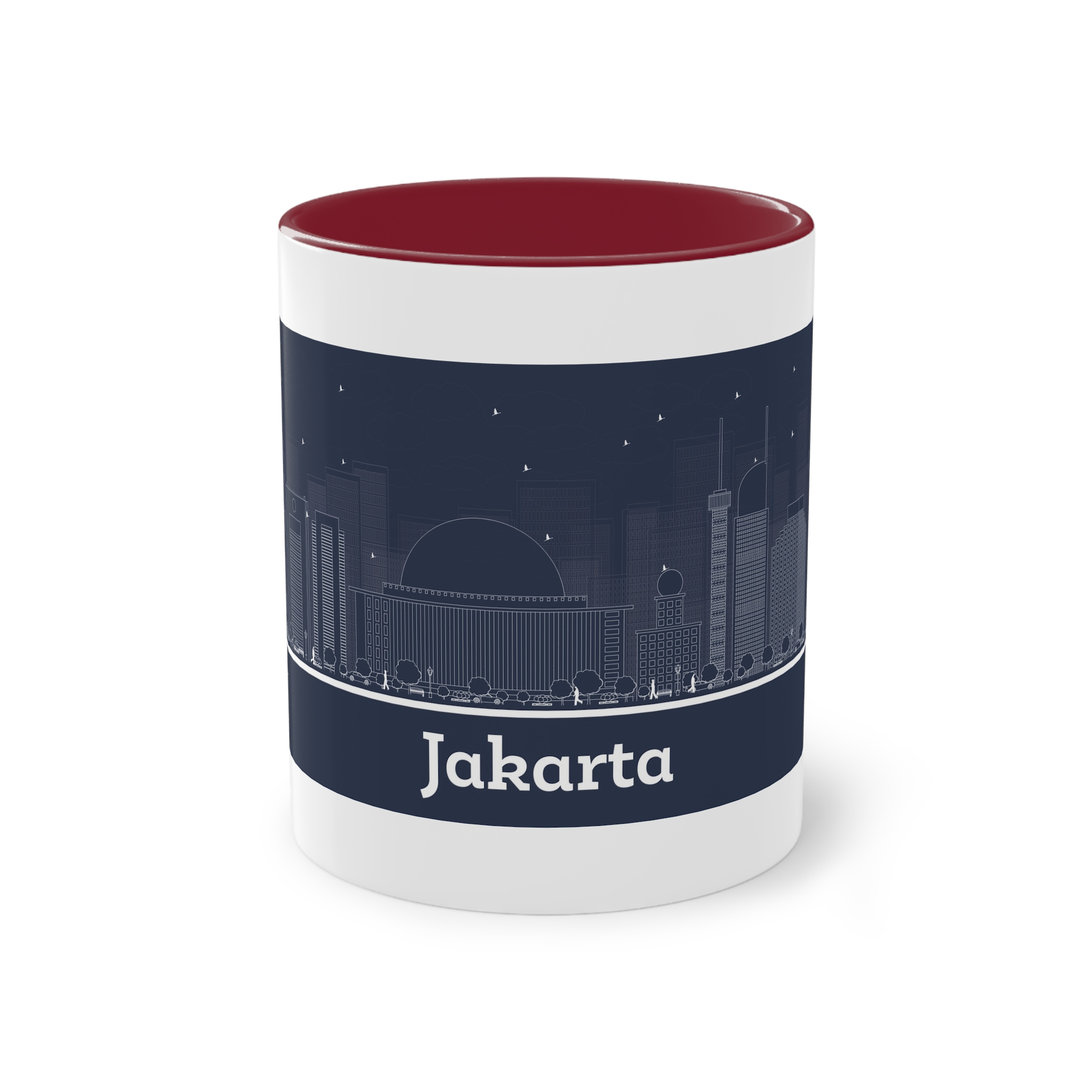 Jakarta Outline Inverse Two Tone Coffee Mug 11oz - Image 5
