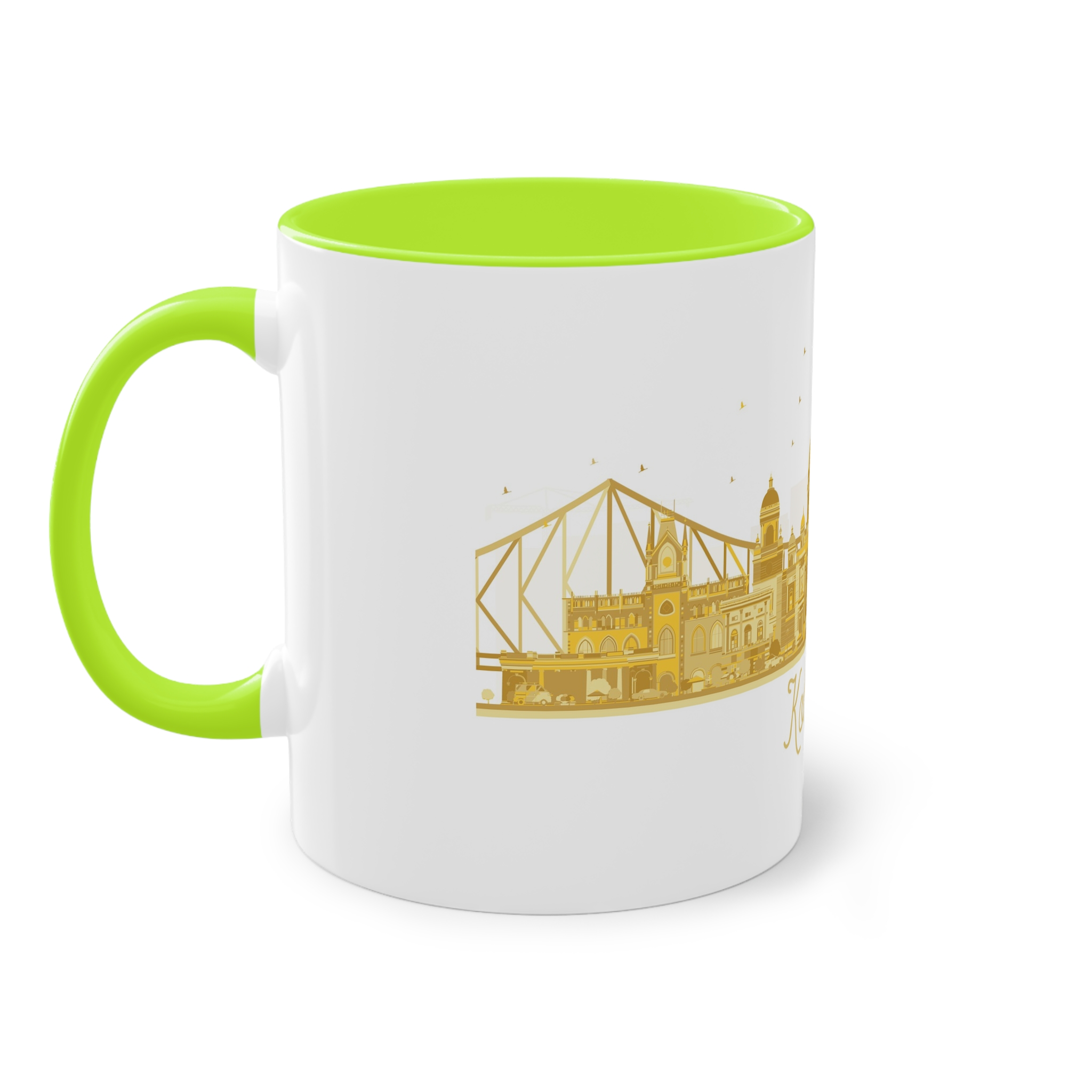 Kolkata Silhouette Golden 1 Two Tone Coffee Mug 11oz - Image 27