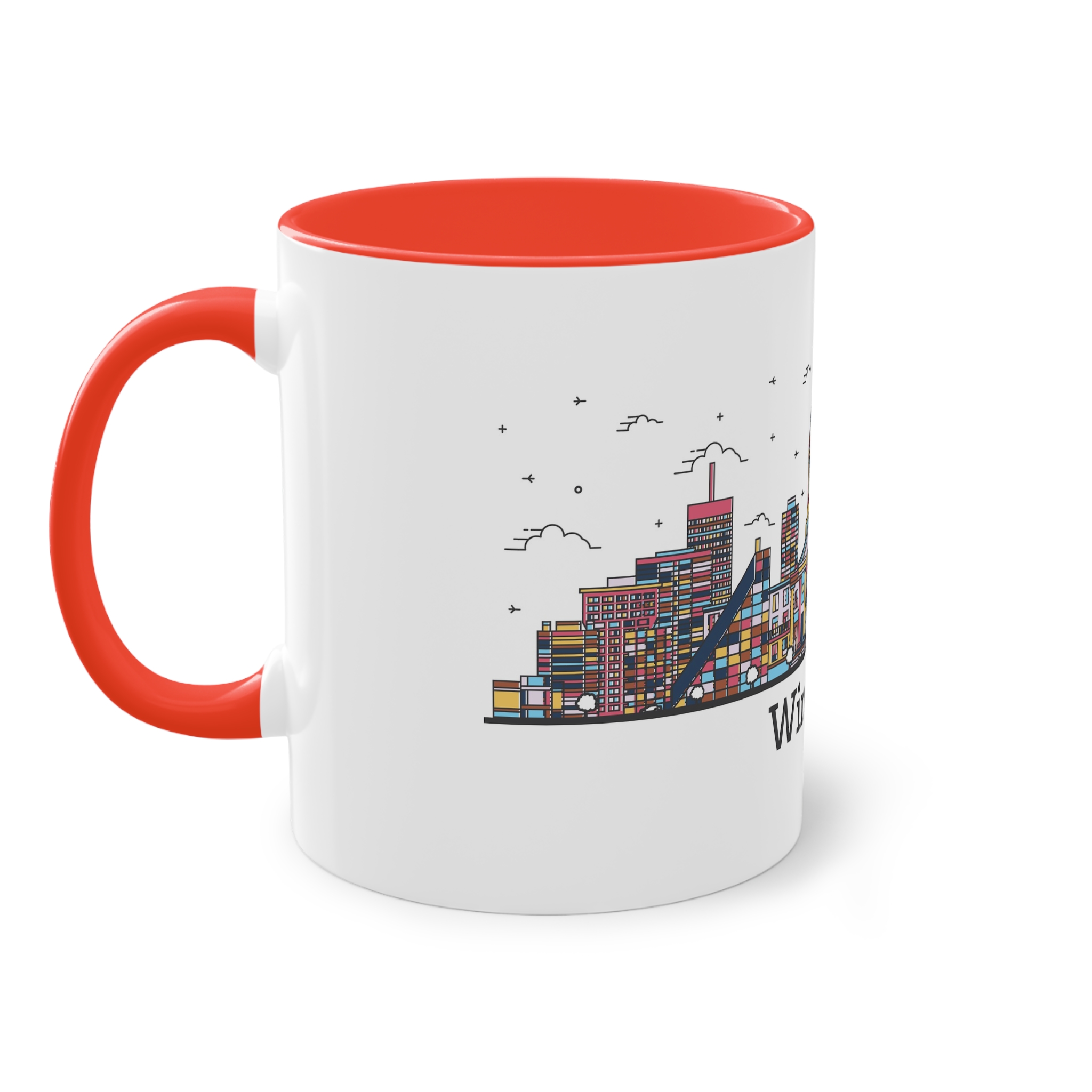 Winnipeg Outline Bold Color Two Tone Coffee Mug 11oz - Image 3