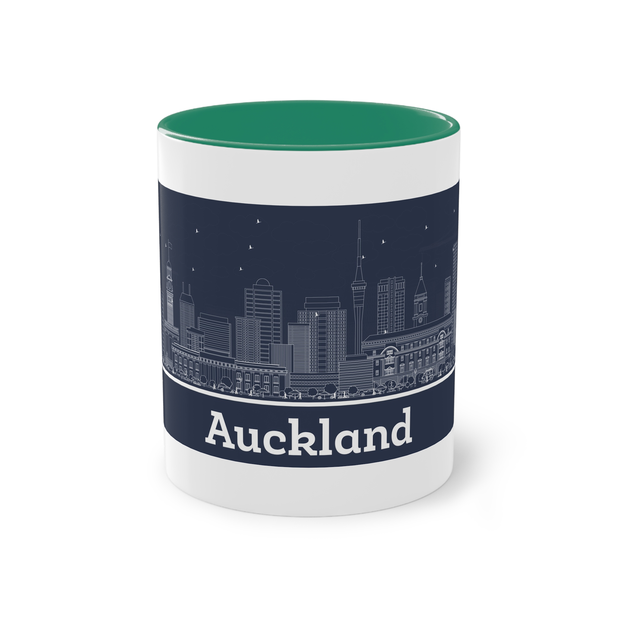Auckland Outline Inverse Two Tone Coffee Mug 11oz - Image 29