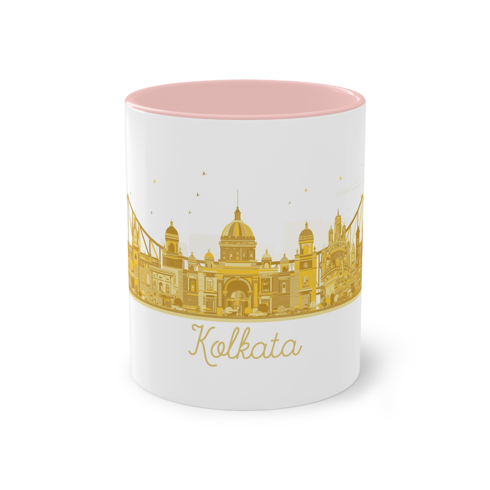 Kolkata Silhouette Golden 1 Two Tone Coffee Mug 11oz - Image 45
