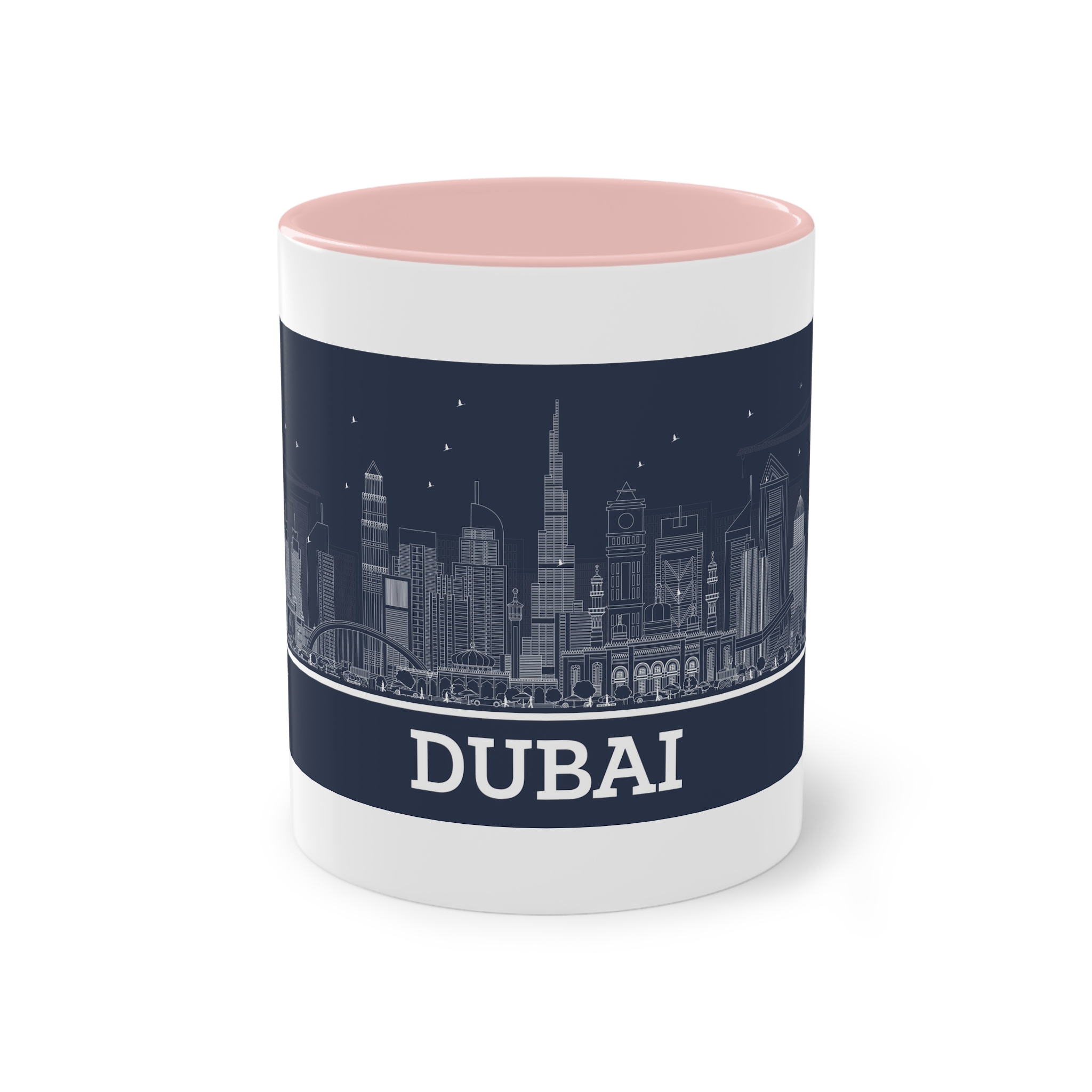 Dubai New Outline Inverse Two Tone Coffee Mug 11oz - Image 45