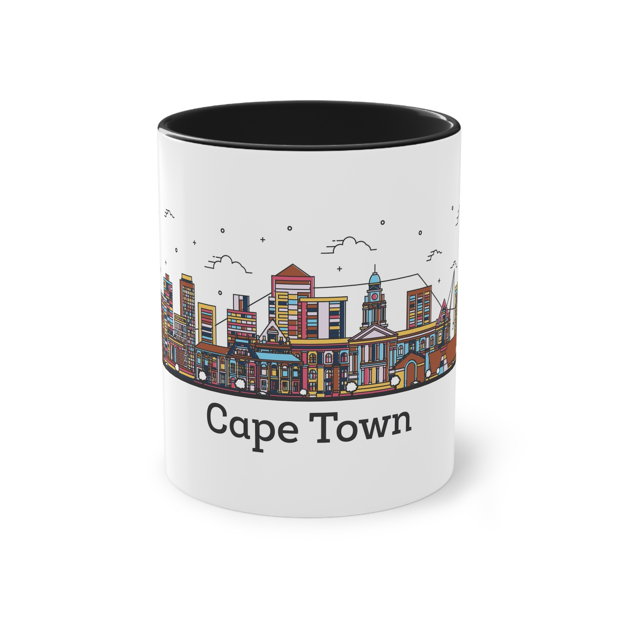 Cape Town Outline Bold Color Two Tone Coffee Mug 11oz - Image 9