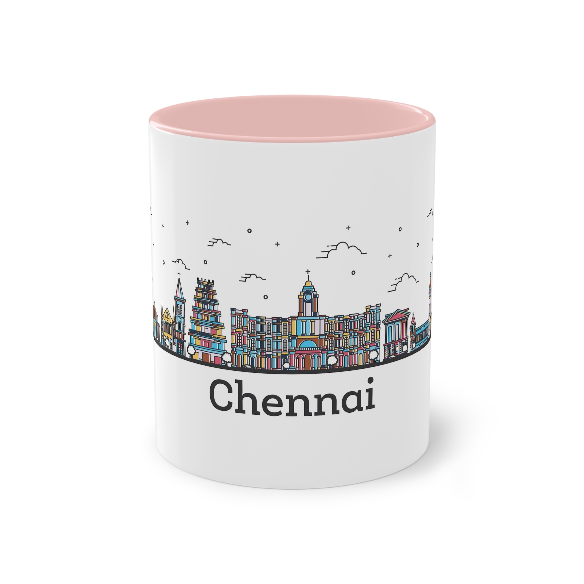 Chennai Outline Bold Color Two Tone Coffee Mug 11oz - Image 45