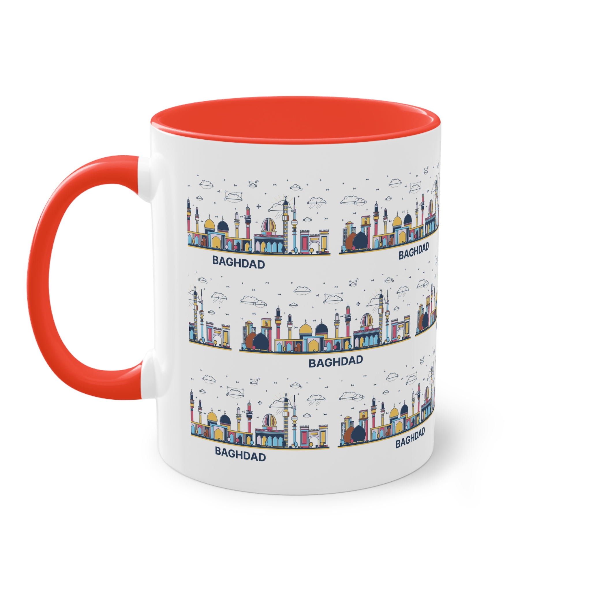 Baghdad Outline Bold Color Two Tone Coffee Mug 11oz - Image 3