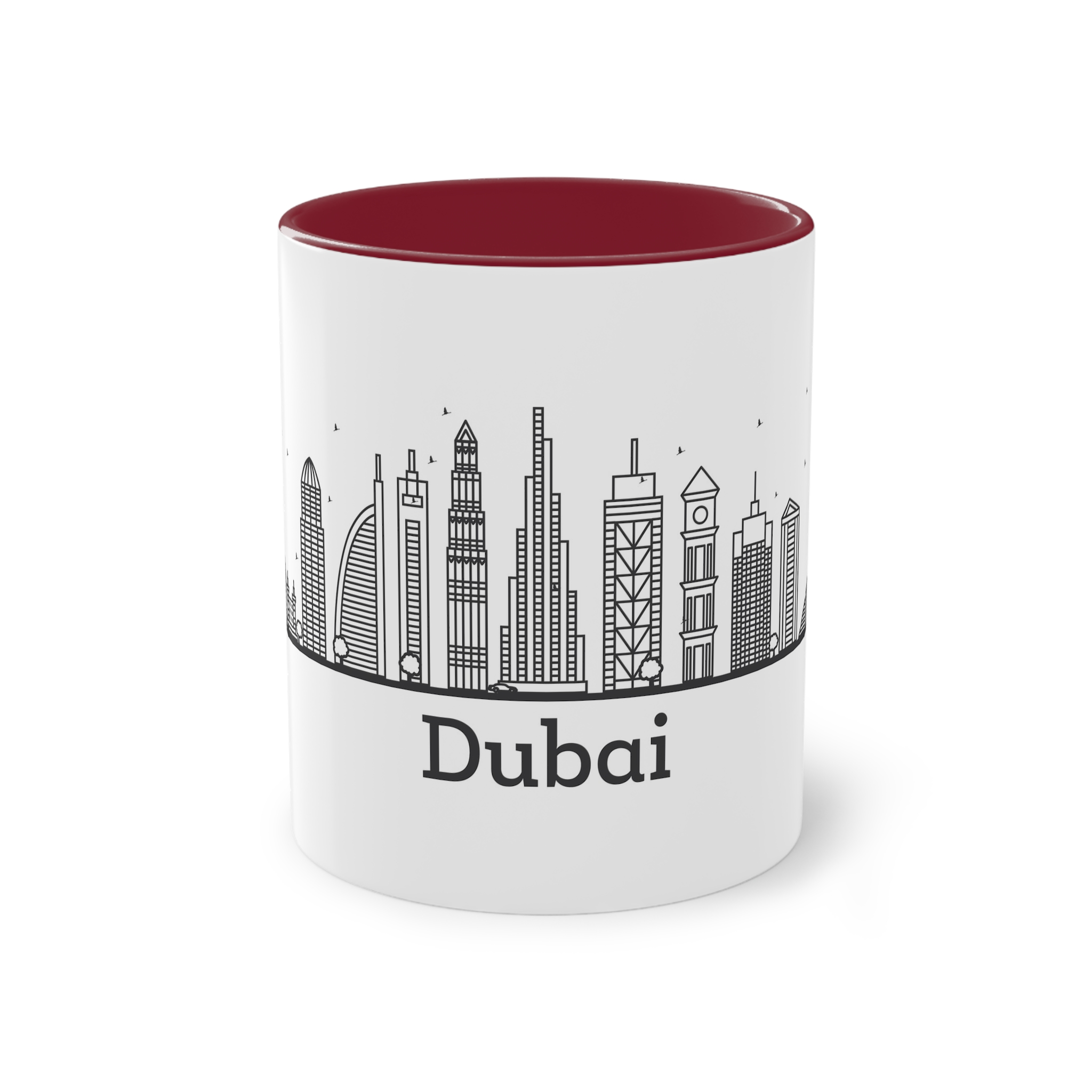 Dubai Outline Bold Two Tone Coffee Mug 11oz - Image 5