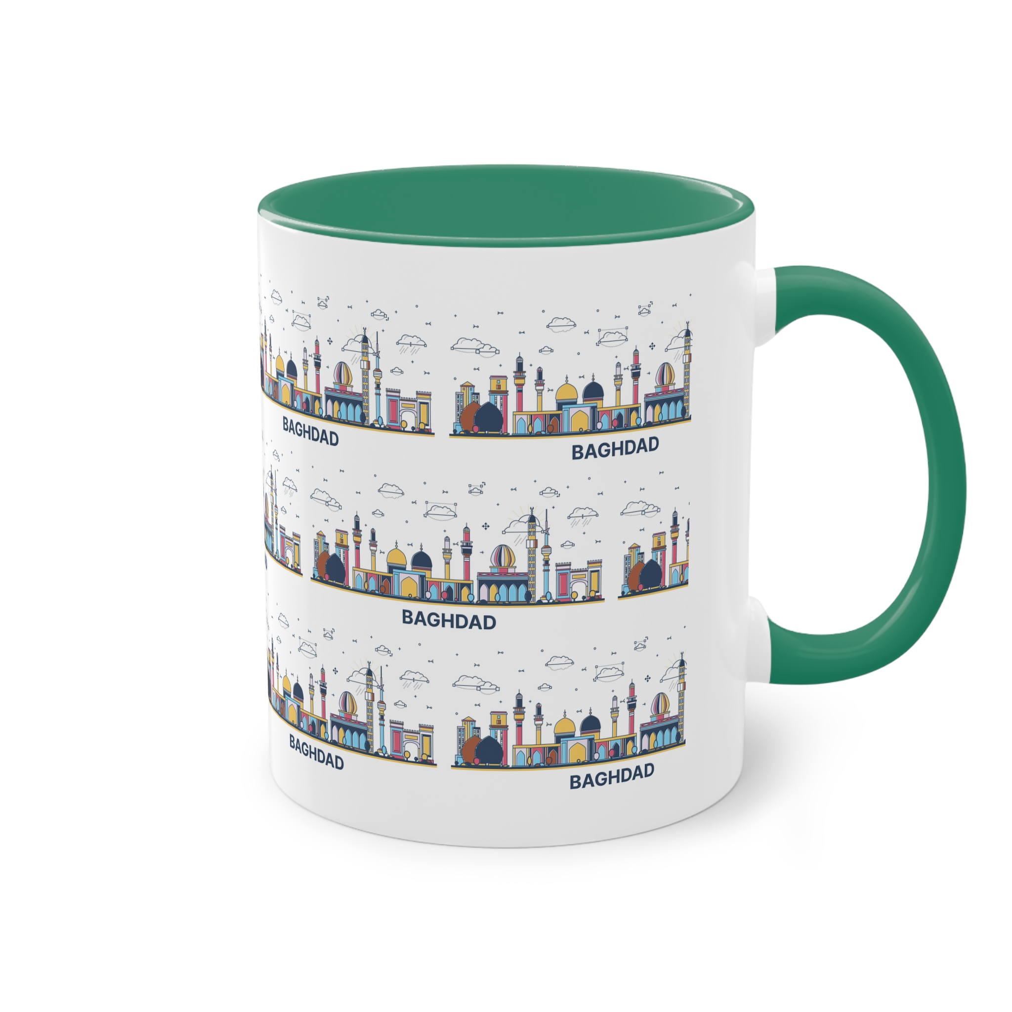 Baghdad Outline Bold Color Two Tone Coffee Mug 11oz - Image 32