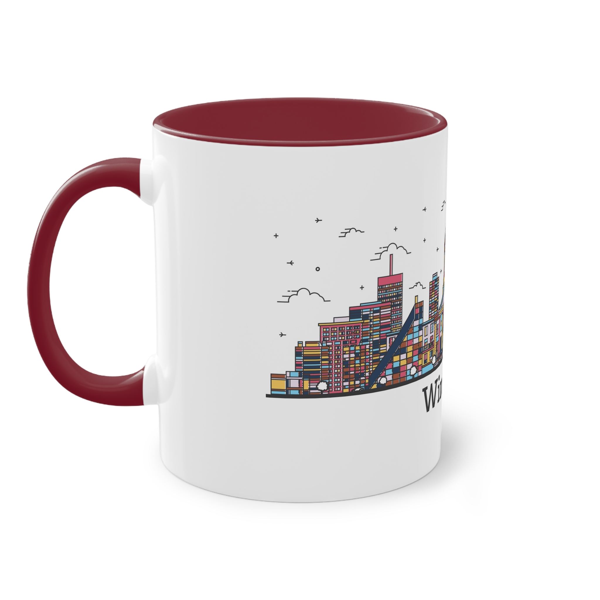 Winnipeg Outline Bold Color Two Tone Coffee Mug 11oz - Image 7