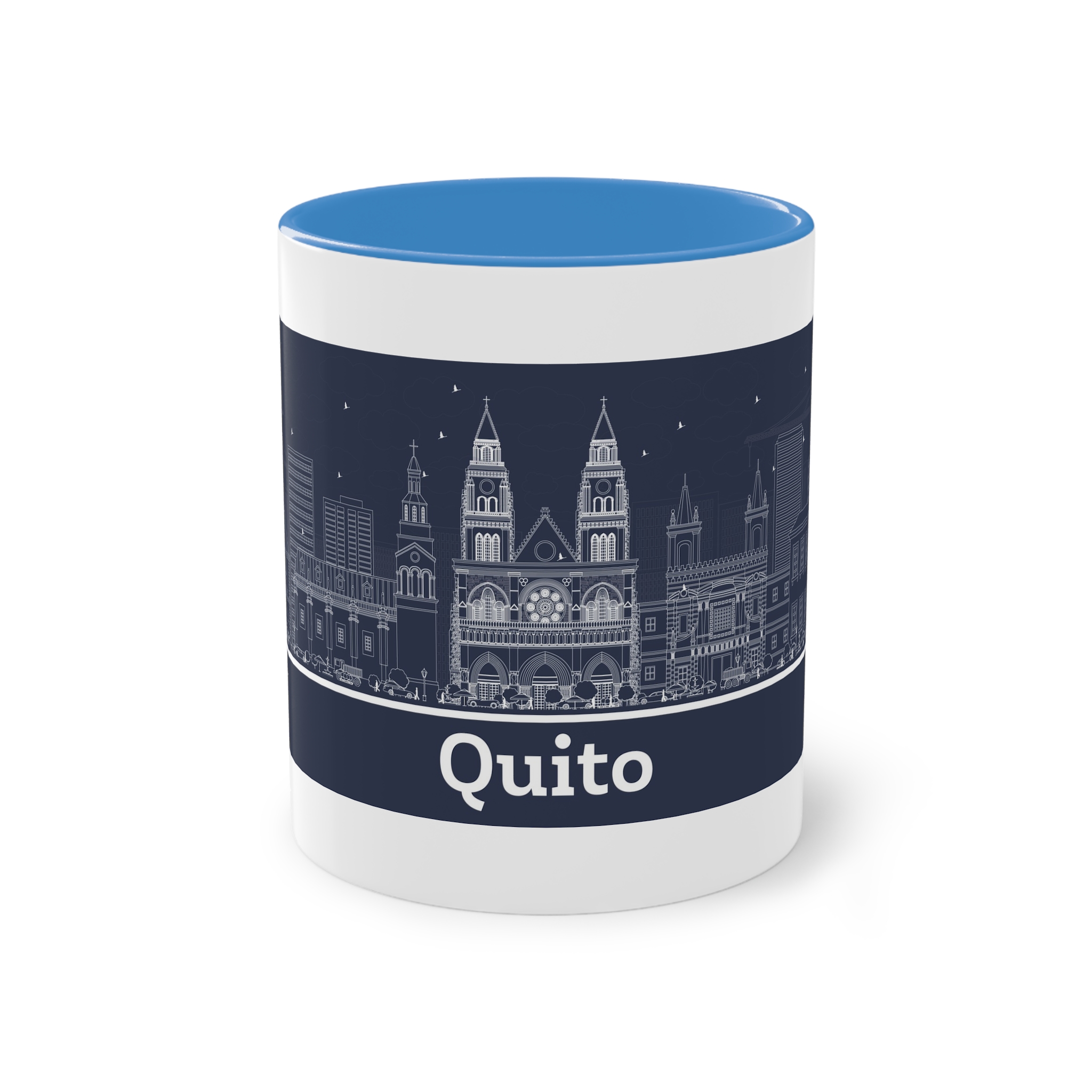 Quito Outline Inverse Two Tone Coffee Mug 11oz - Image 33
