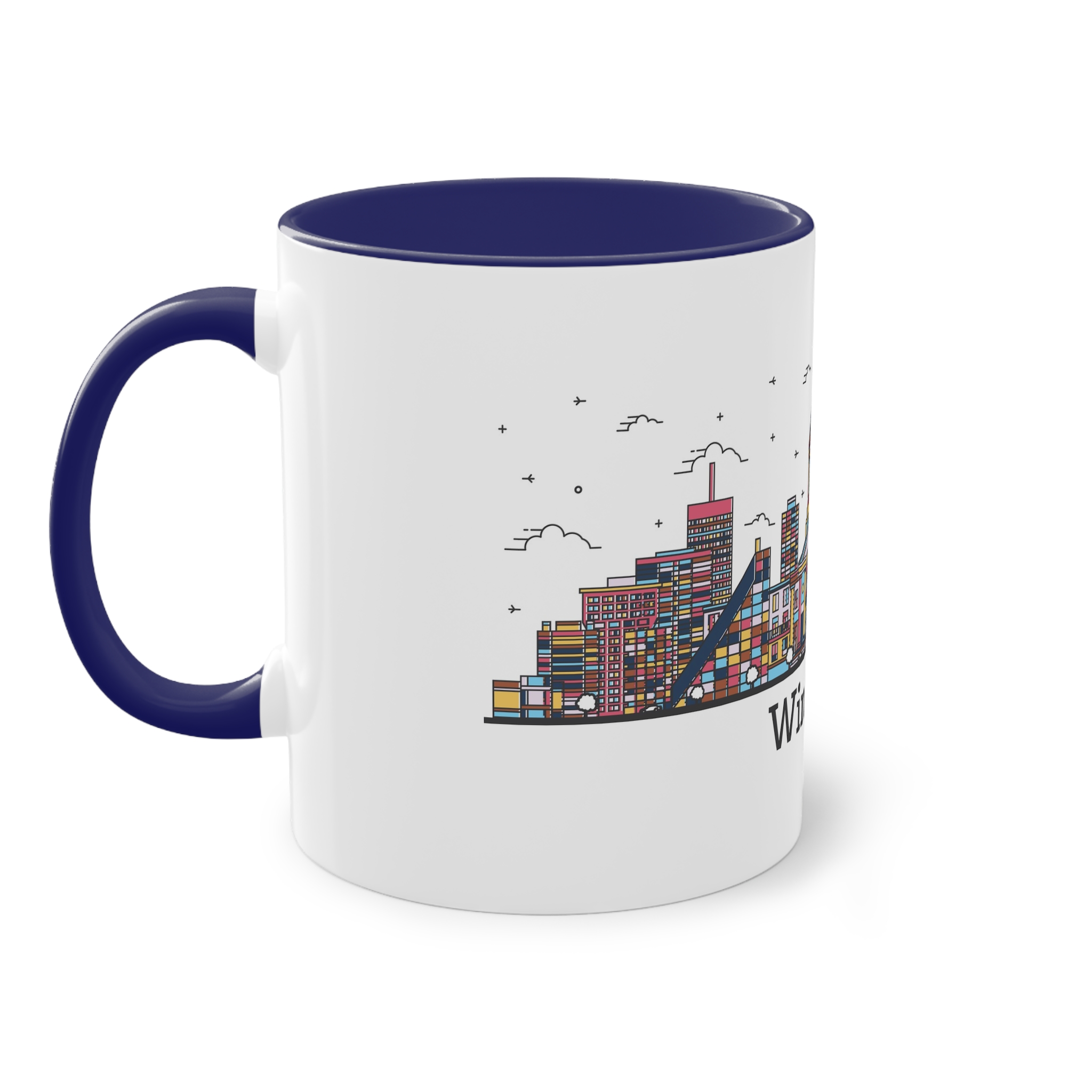 Winnipeg Outline Bold Color Two Tone Coffee Mug 11oz - Image 43