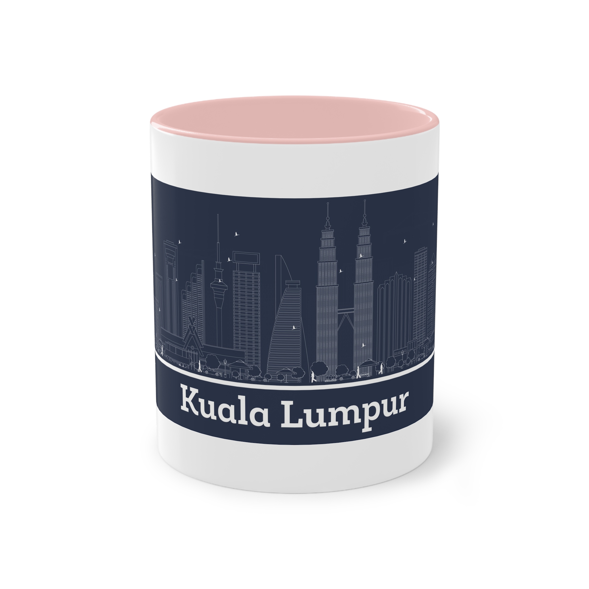 Kuala Lumpur Outline Inverse Two Tone Coffee Mug 11oz - Image 45