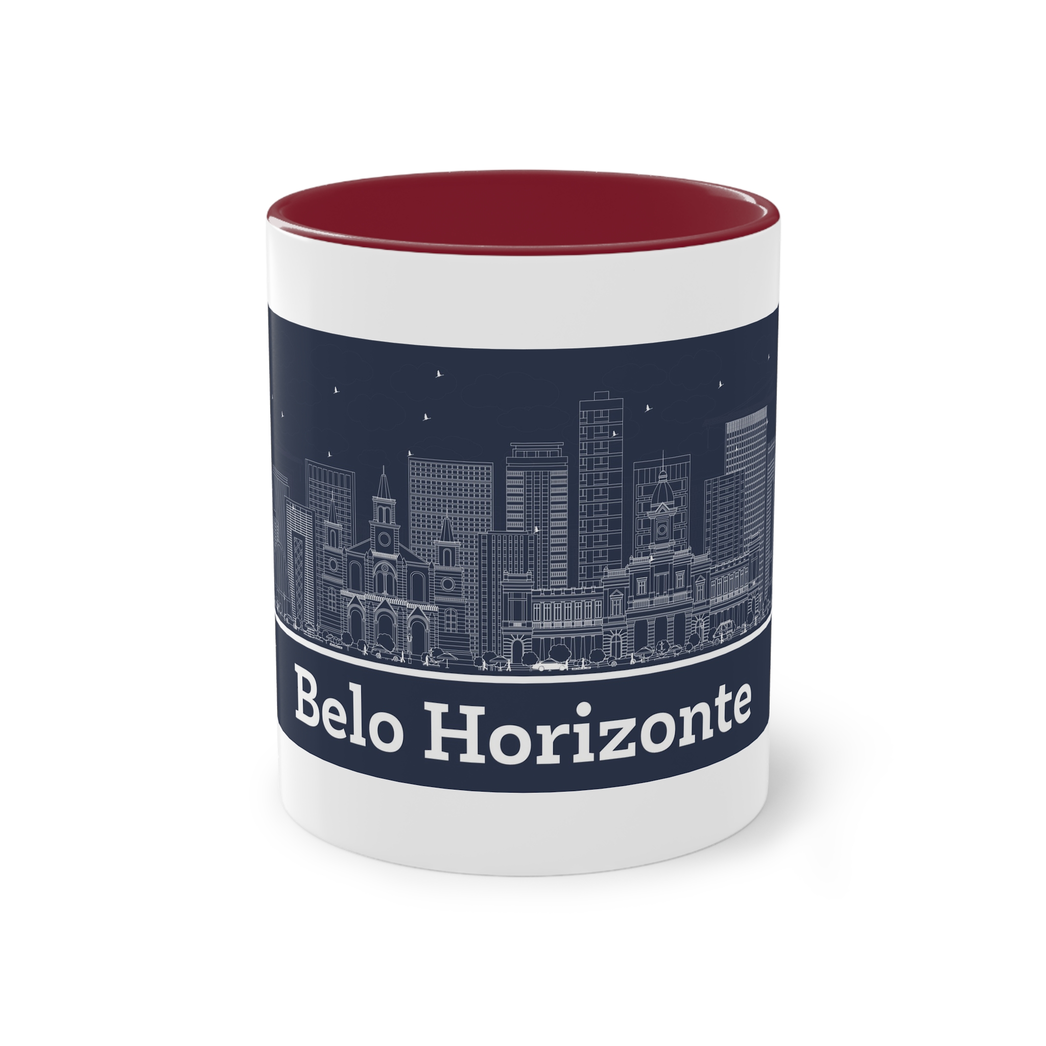 Belo Horizonte Outline Inverse Two Tone Coffee Mug 11oz - Image 5