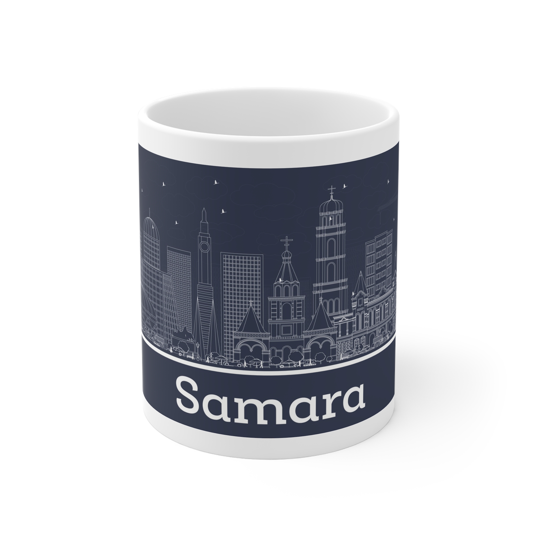 Samara Outline Inverse 11oz White Mug