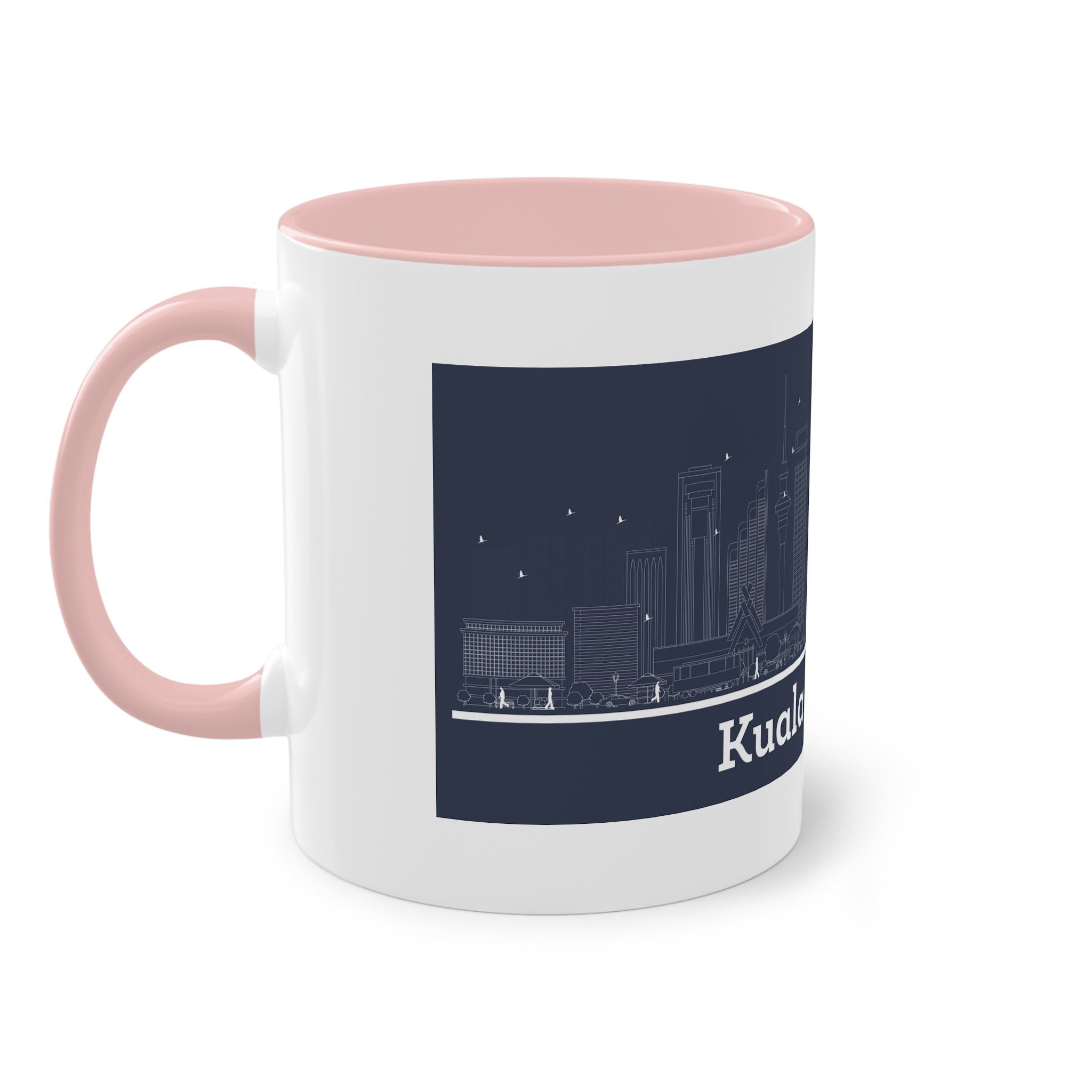 Kuala Lumpur Outline Inverse Two Tone Coffee Mug 11oz - Image 47