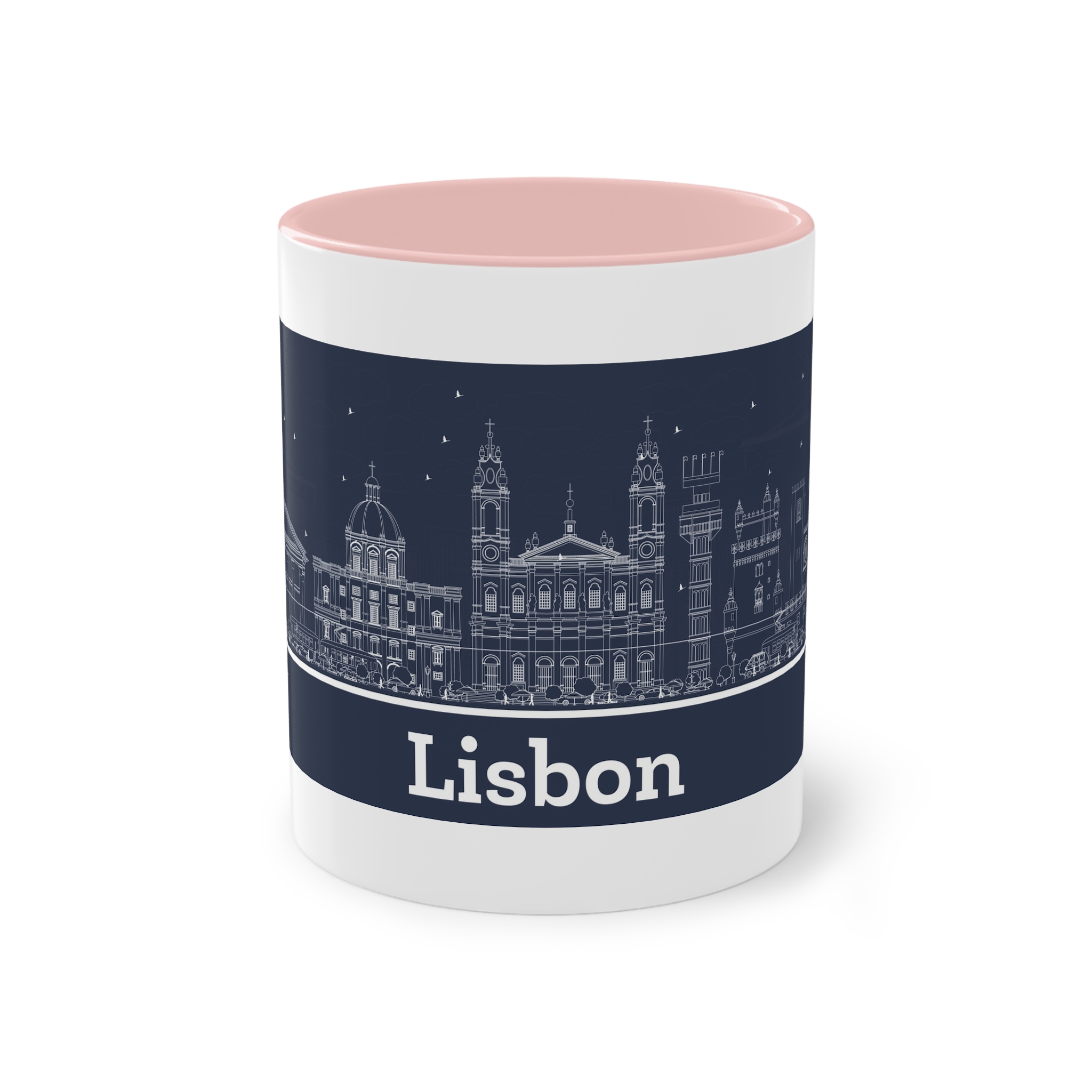 Lisbon New Outline Inverse Two Tone Coffee Mug 11oz - Image 45