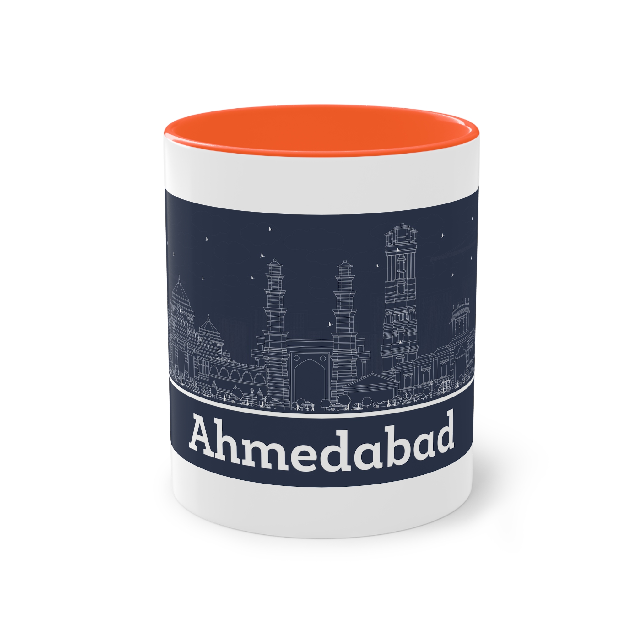 Ahmedabad Outline Inverse Two Tone Coffee Mug 11oz - Image 13