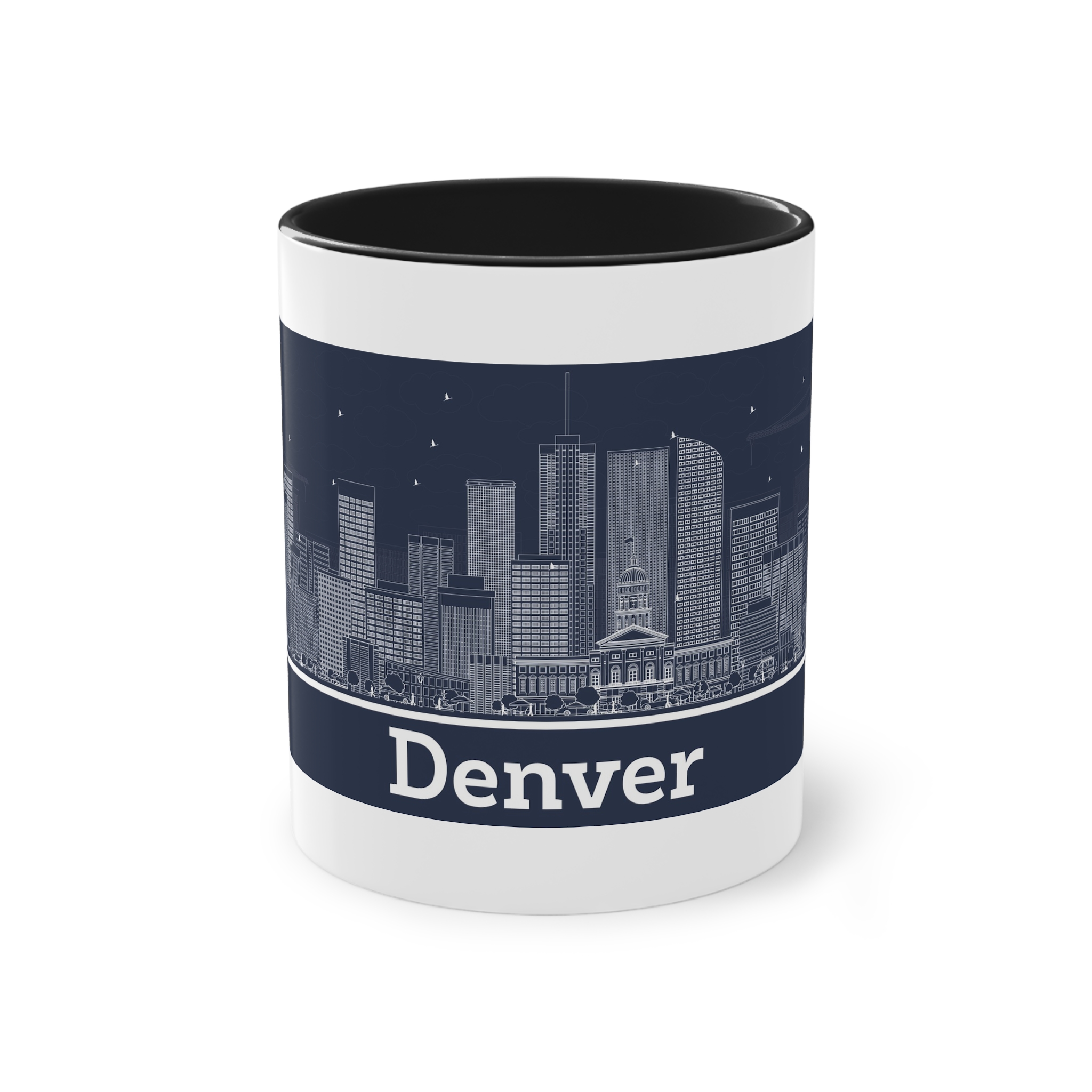 Denver Outline Inverse Two Tone Coffee Mug 11oz - Image 9