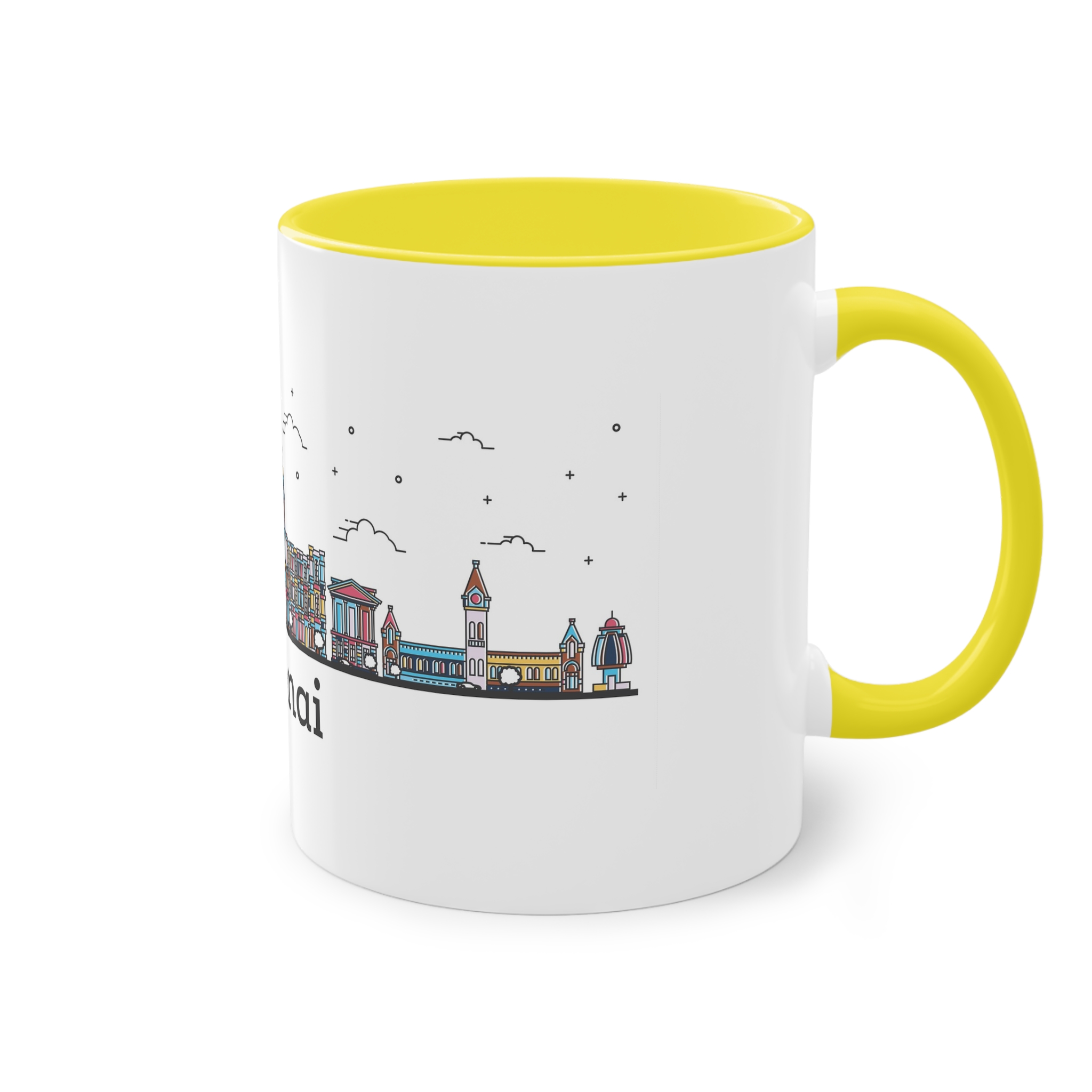 Chennai Outline Bold Color Two Tone Coffee Mug 11oz - Image 24