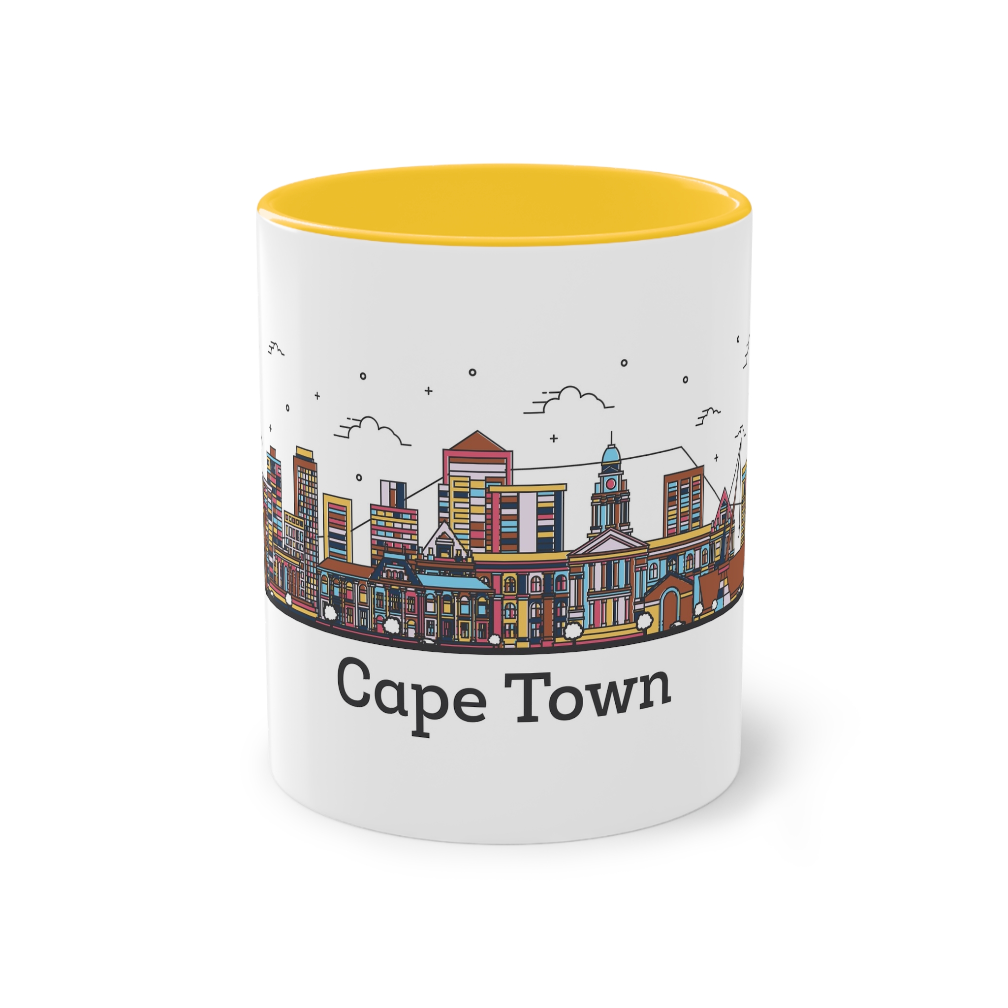 Cape Town Outline Bold Color Two Tone Coffee Mug 11oz - Image 17