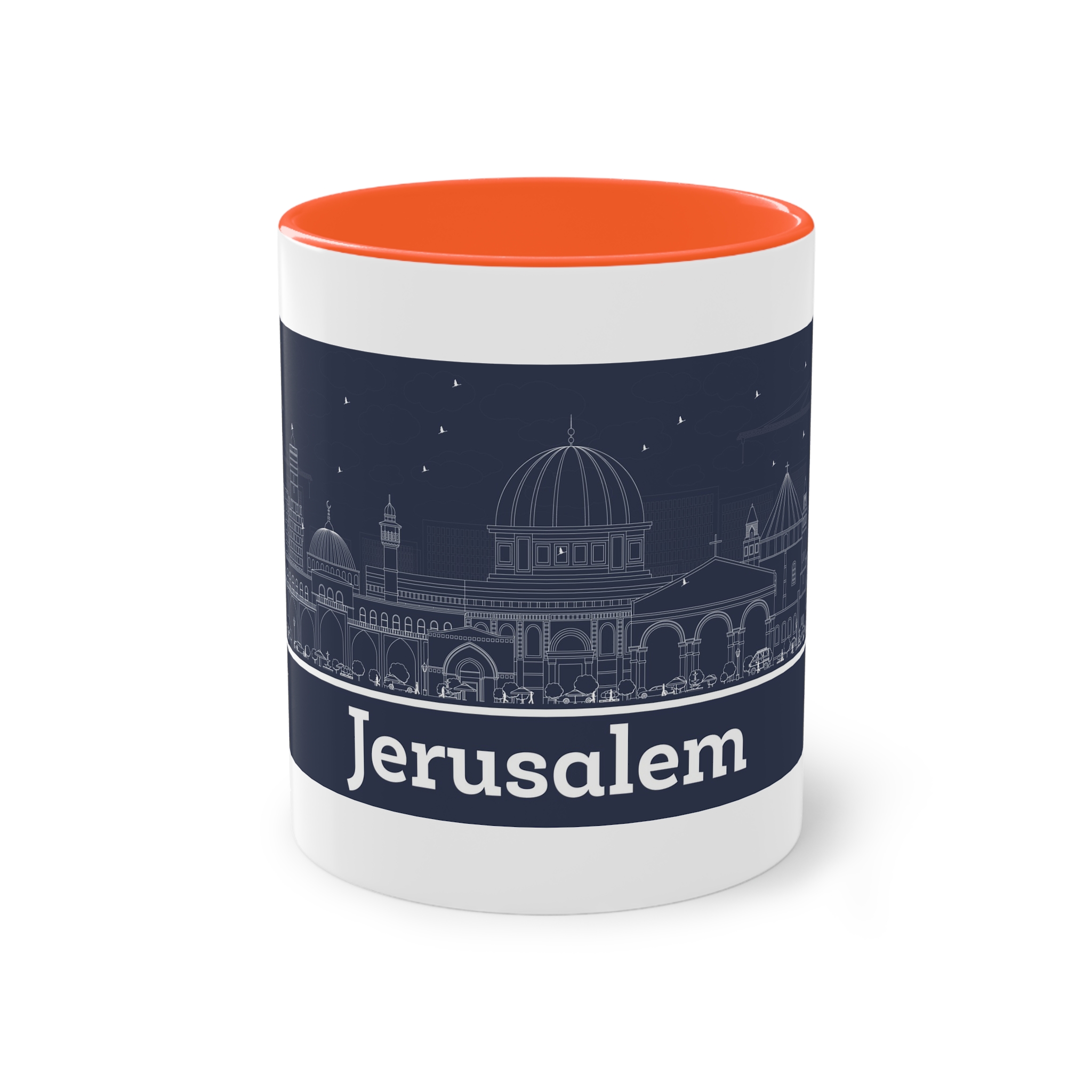Jerusalem Outline Inverse Two Tone Coffee Mug 11oz - Image 13